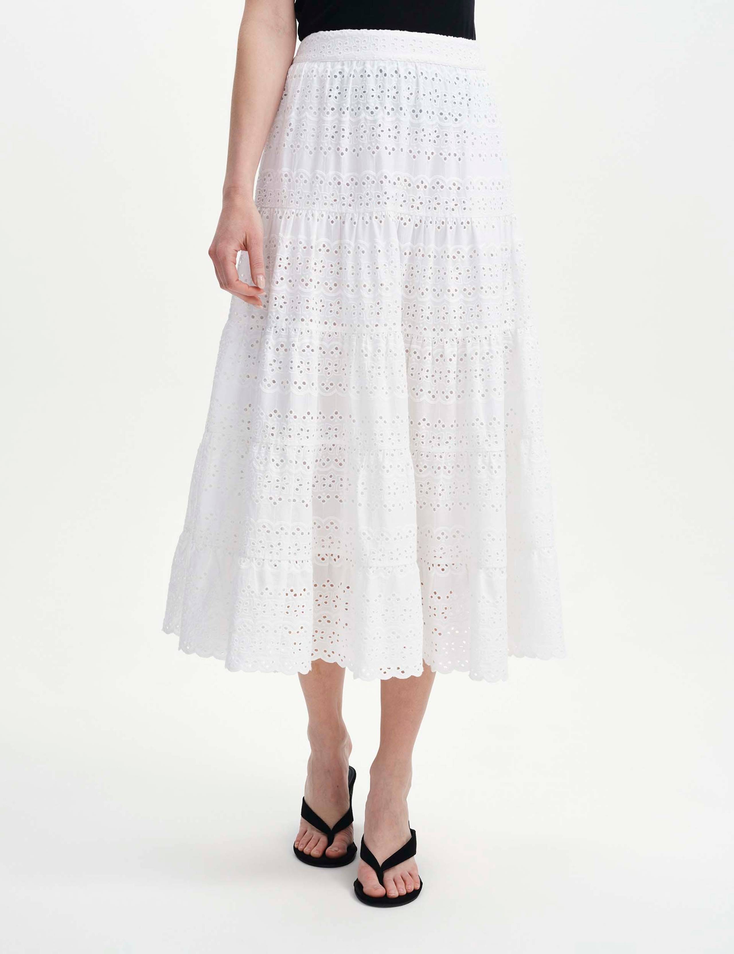 Pure Cotton Broderie Midi Tiered Skirt 5 of 6