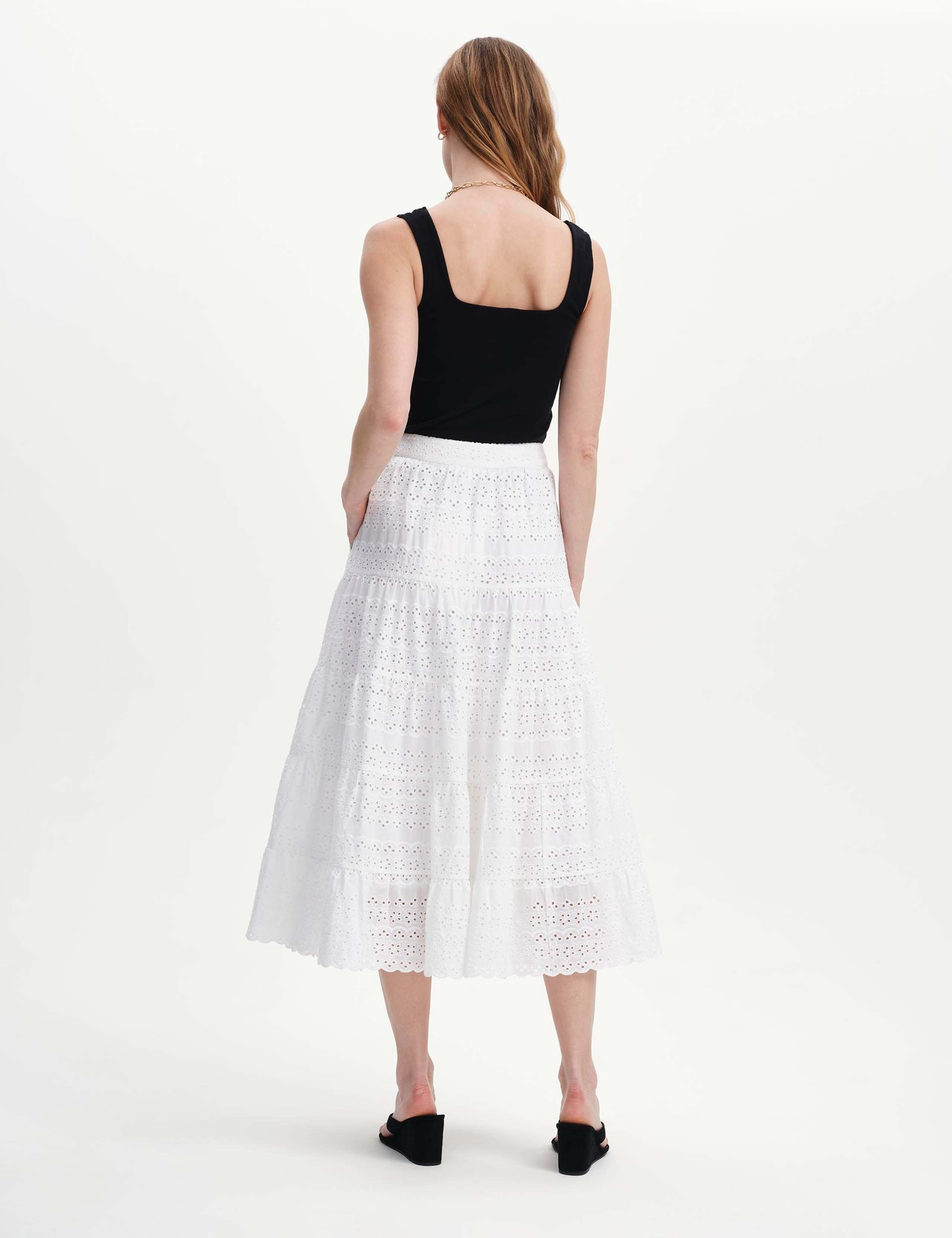 Pure Cotton Broderie Midi Tiered Skirt 6 of 6