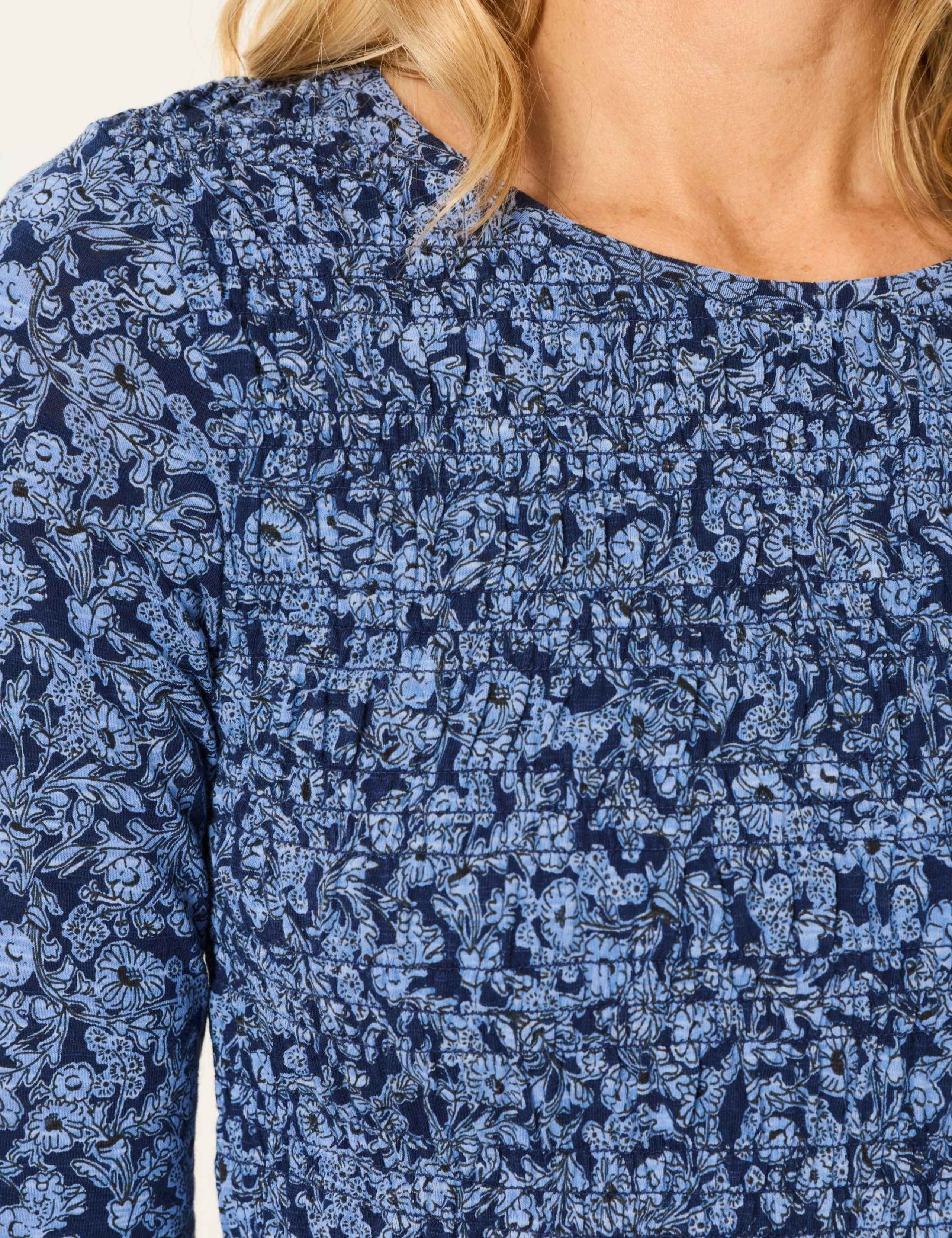 Cotton Rich Floral Shirred Peplum Top 6 of 7