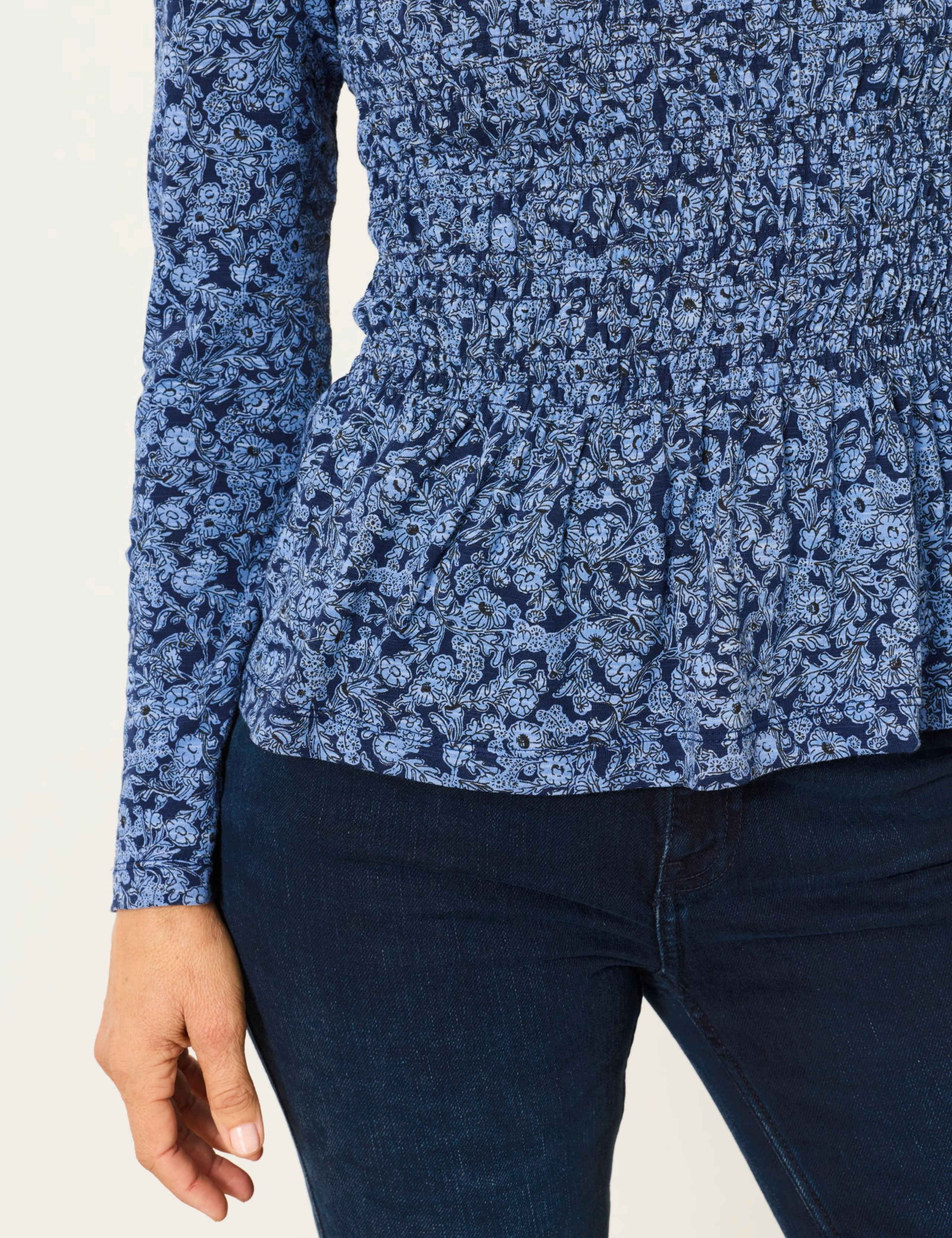 Cotton Rich Floral Shirred Peplum Top 7 of 7