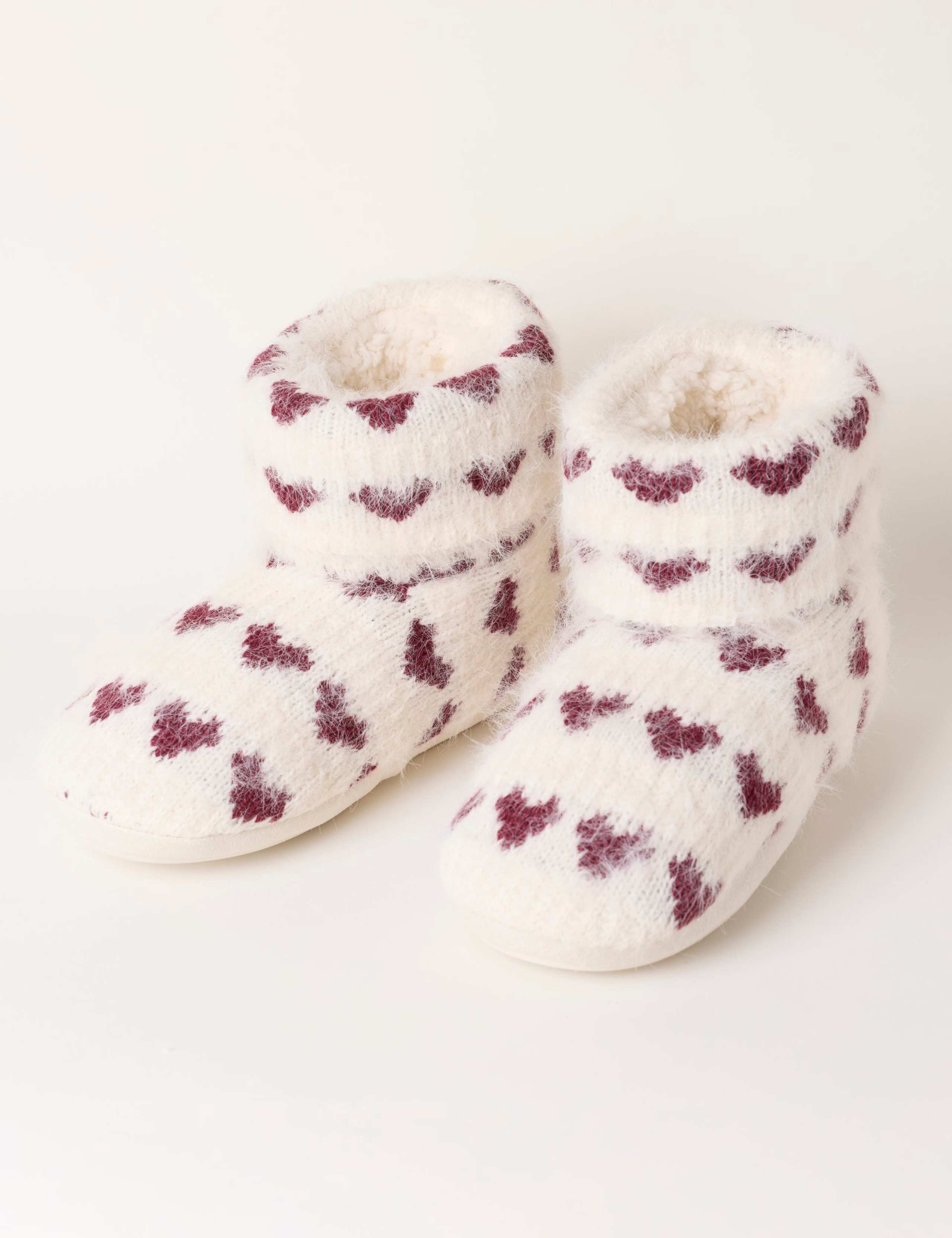 Heart Detail Knitted Slipper Boots 1 of 2