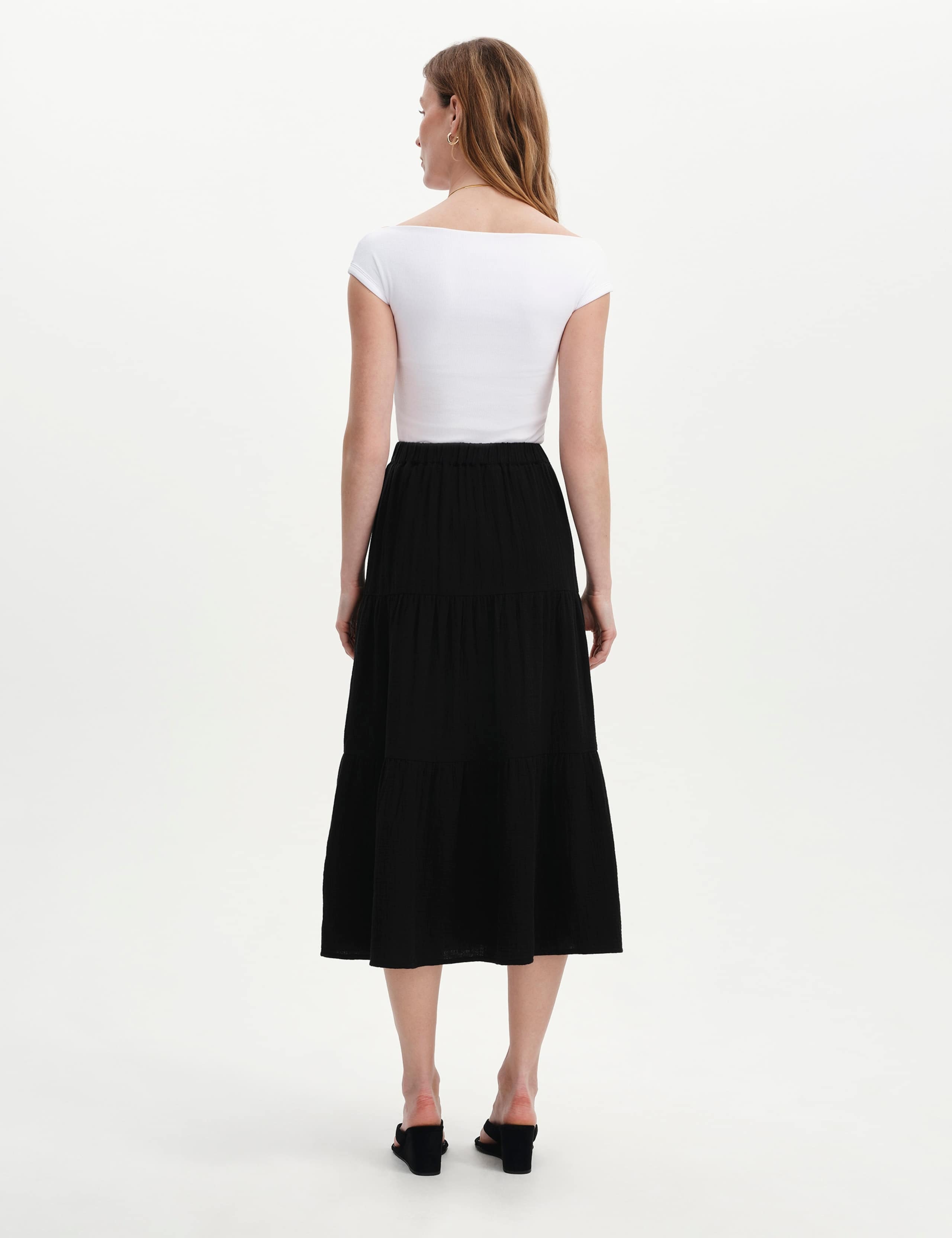 Pure Cotton Cheesecloth Midi Tiered Skirt 2 of 5
