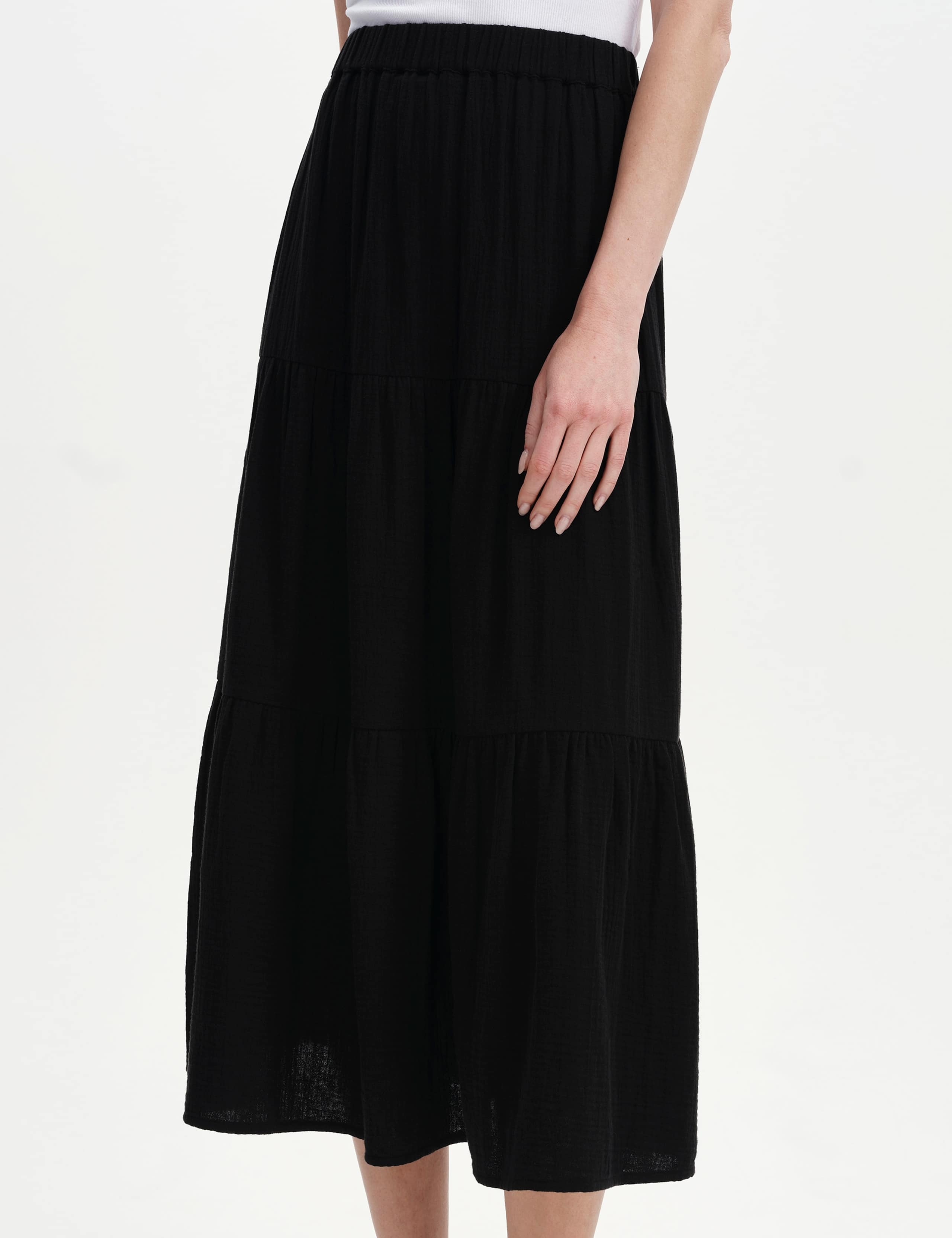Pure Cotton Cheesecloth Midi Tiered Skirt 5 of 5