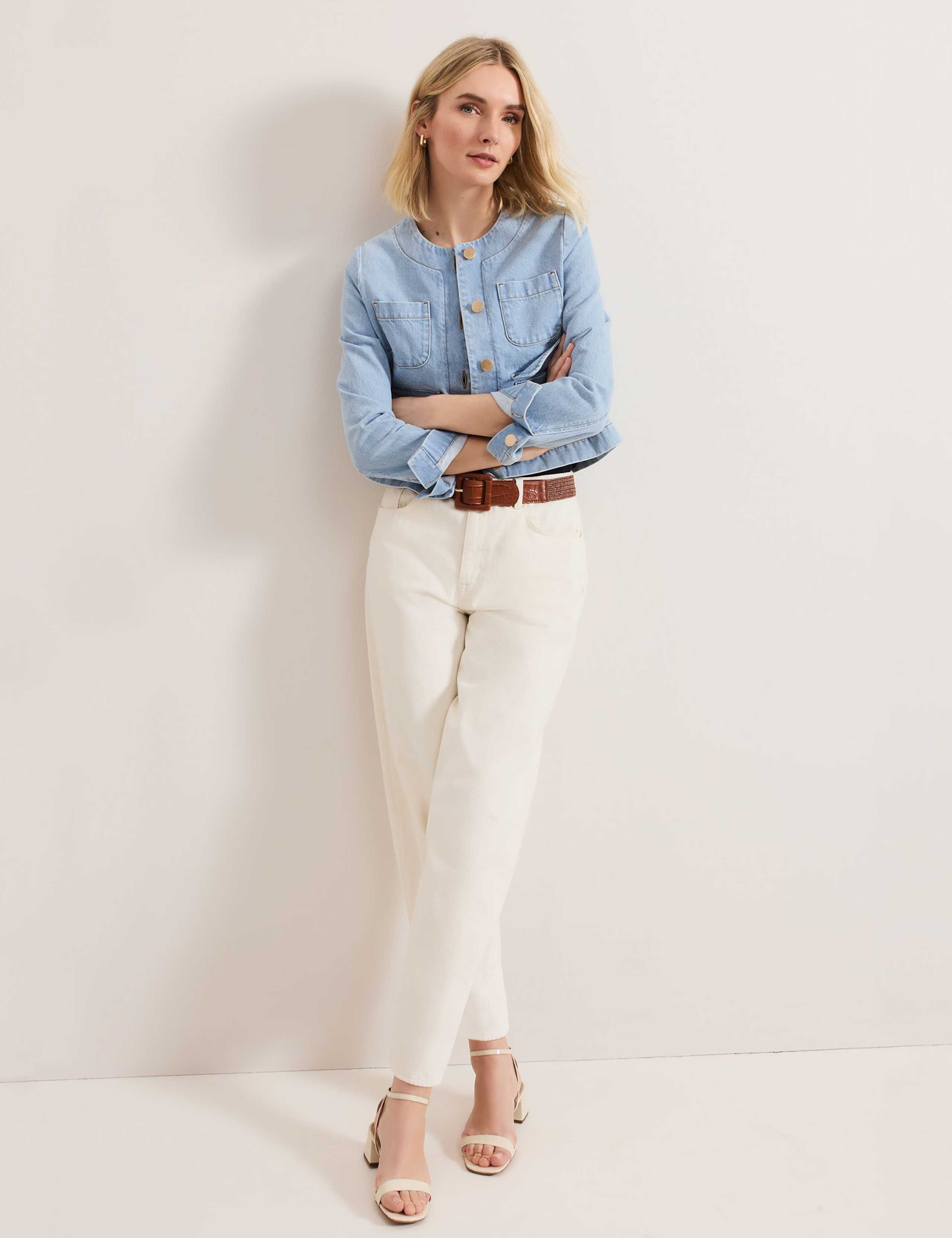 Pure Cotton Denim Collarless Jacket 4 of 6