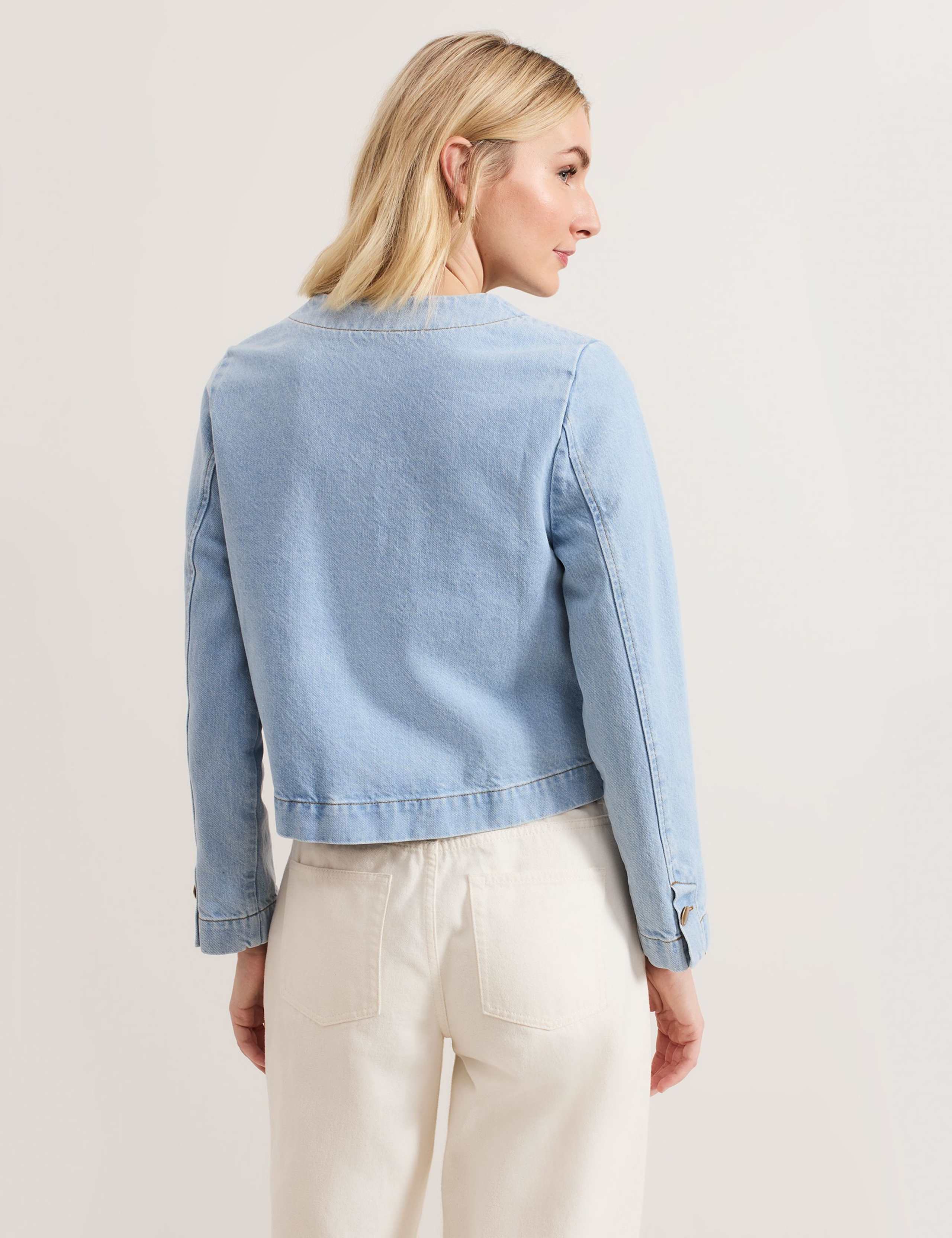 Pure Cotton Denim Collarless Jacket 6 of 6