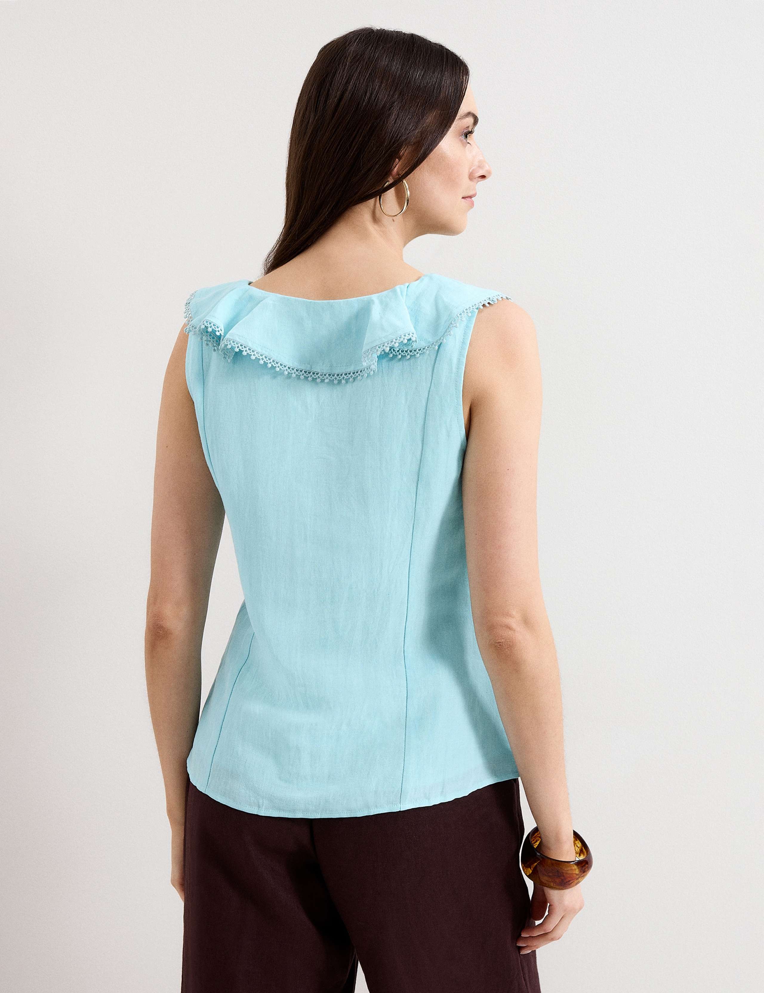 Linen Rich Ruffle Trim Top 4 of 6