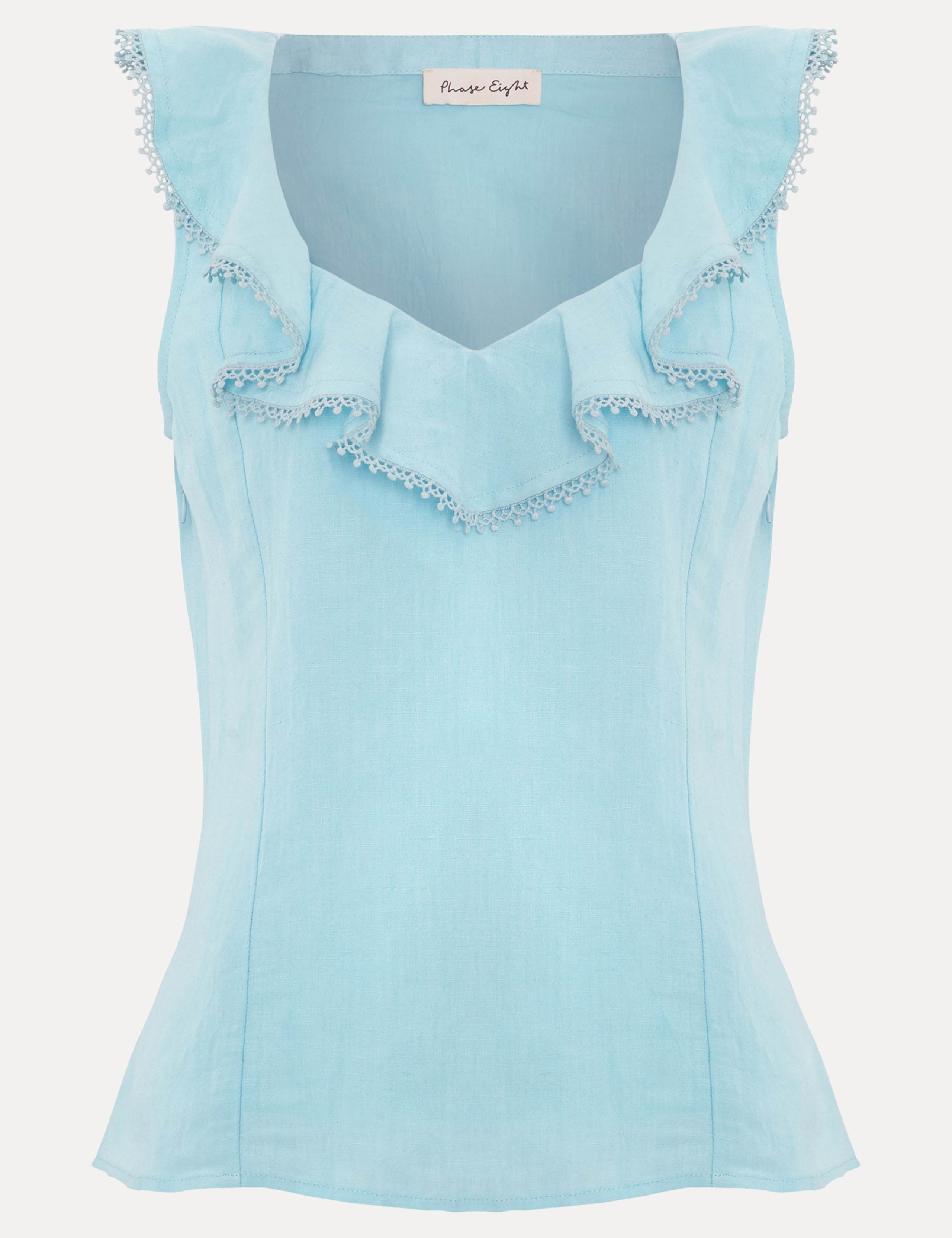Linen Rich Ruffle Trim Top 2 of 6