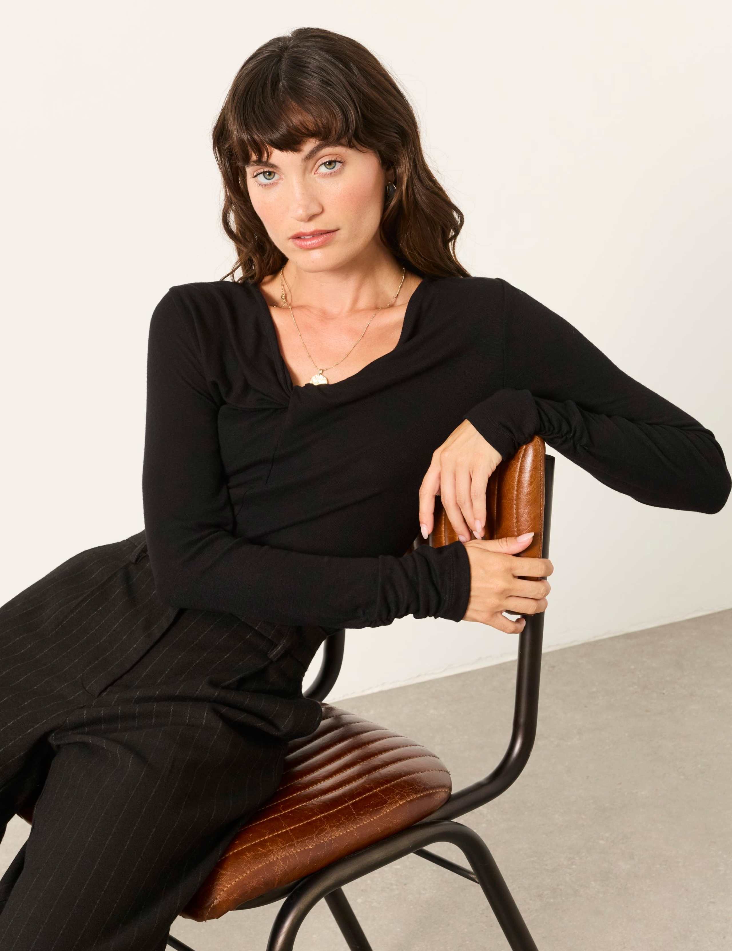 Twist Front Relaxed Top with Wool 5 of 6