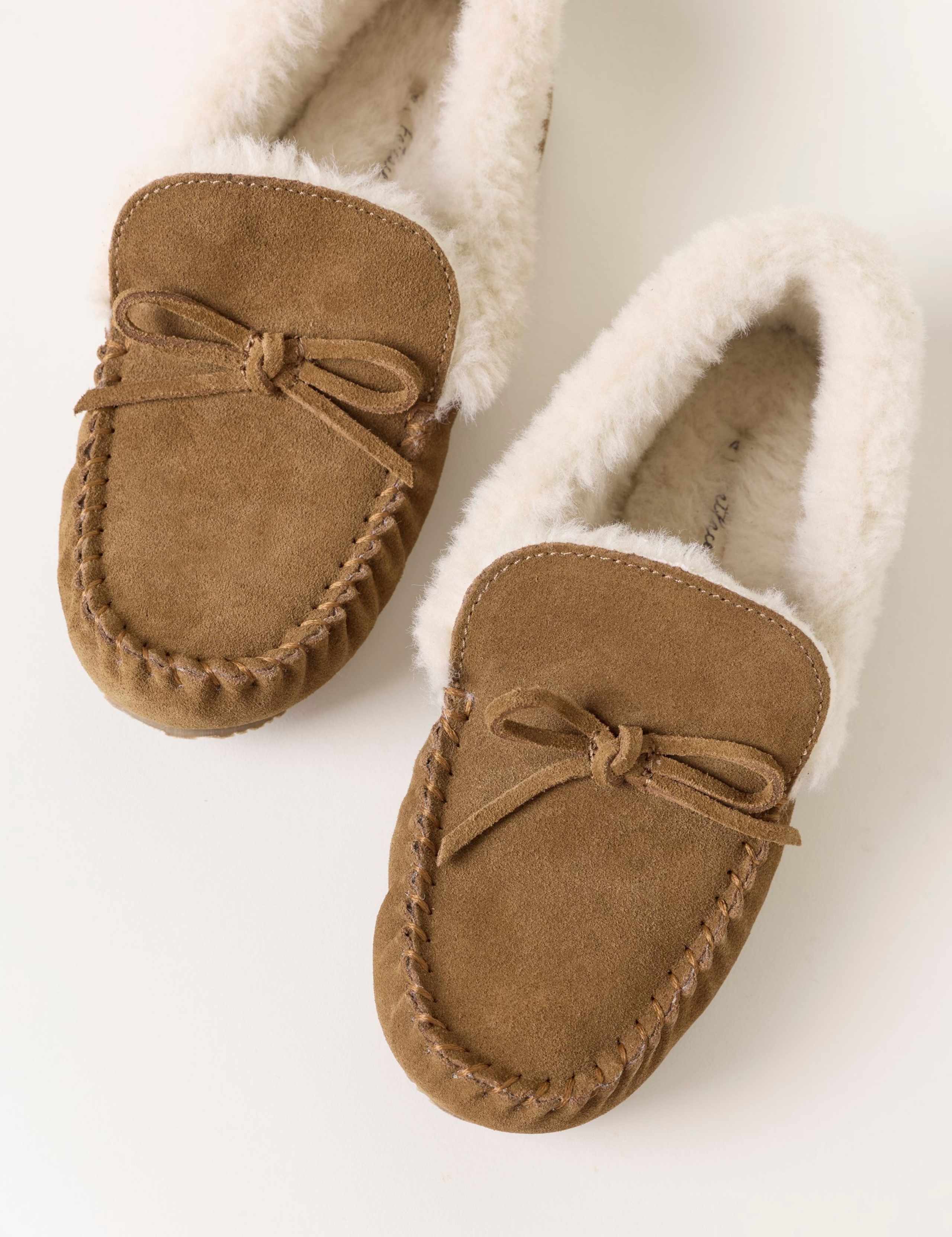 Suede Faux Fur Lined Moccasin Slippers 2 of 3