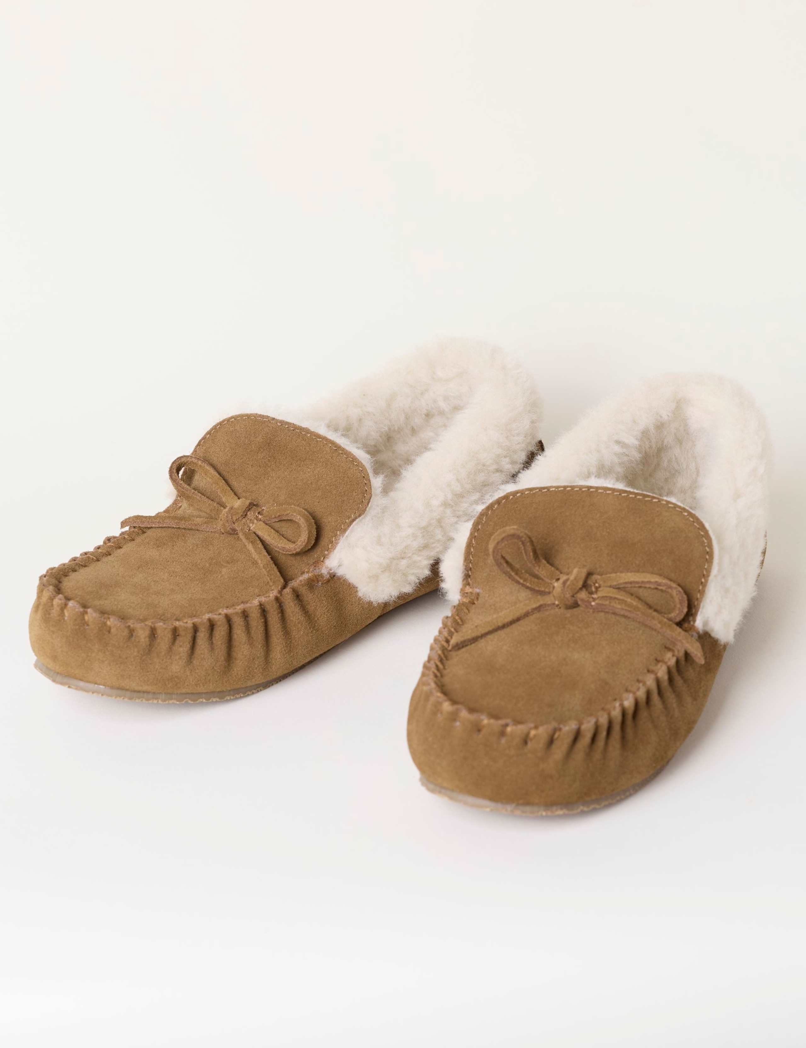 Suede Faux Fur Lined Moccasin Slippers 3 of 3