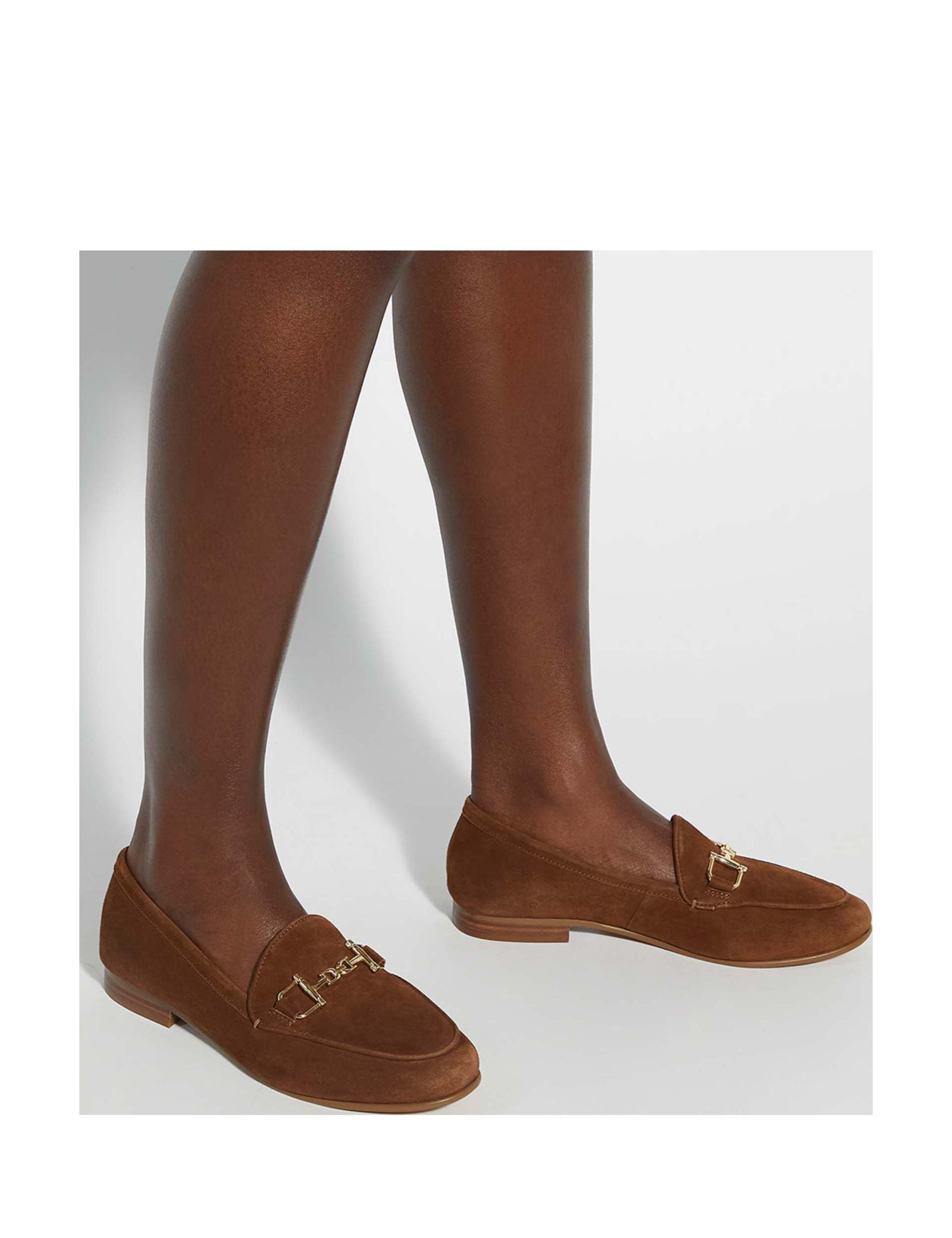 Wide Fit Suede Trim Block Heel Loafers 2 of 6