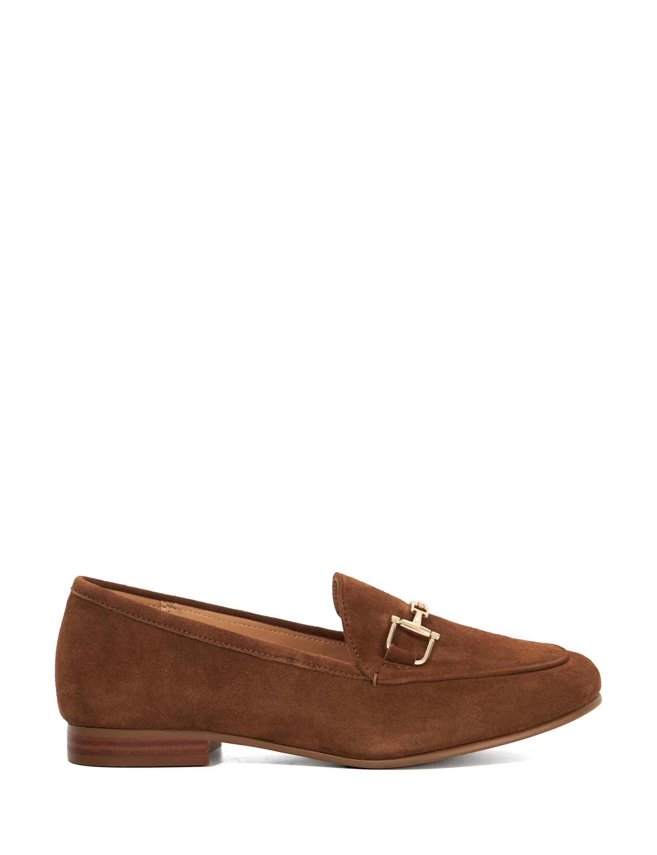 Wide Fit Suede Trim Block Heel Loafers 1 of 6