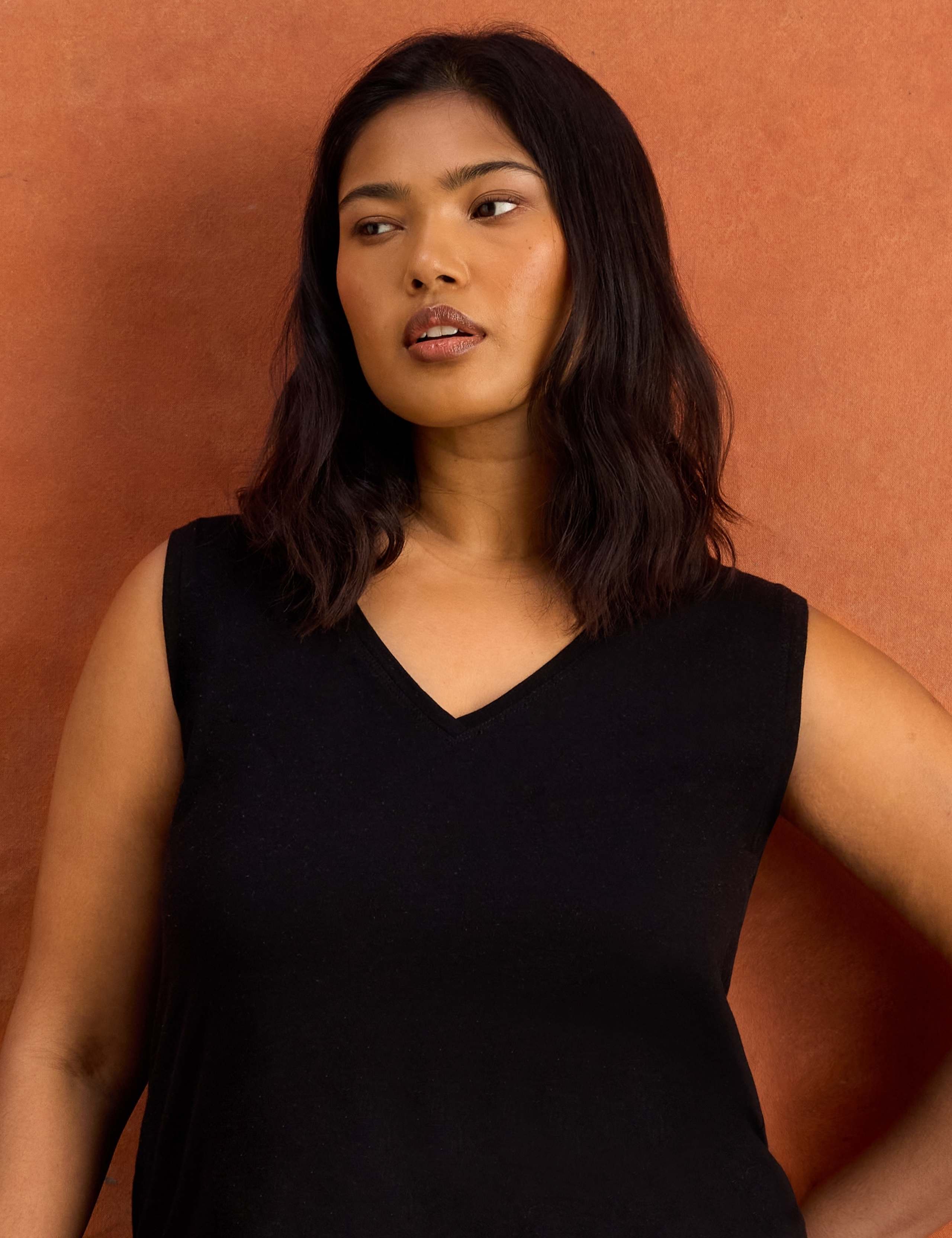 Pure Cotton Textured V-Neck Vest 4 of 4