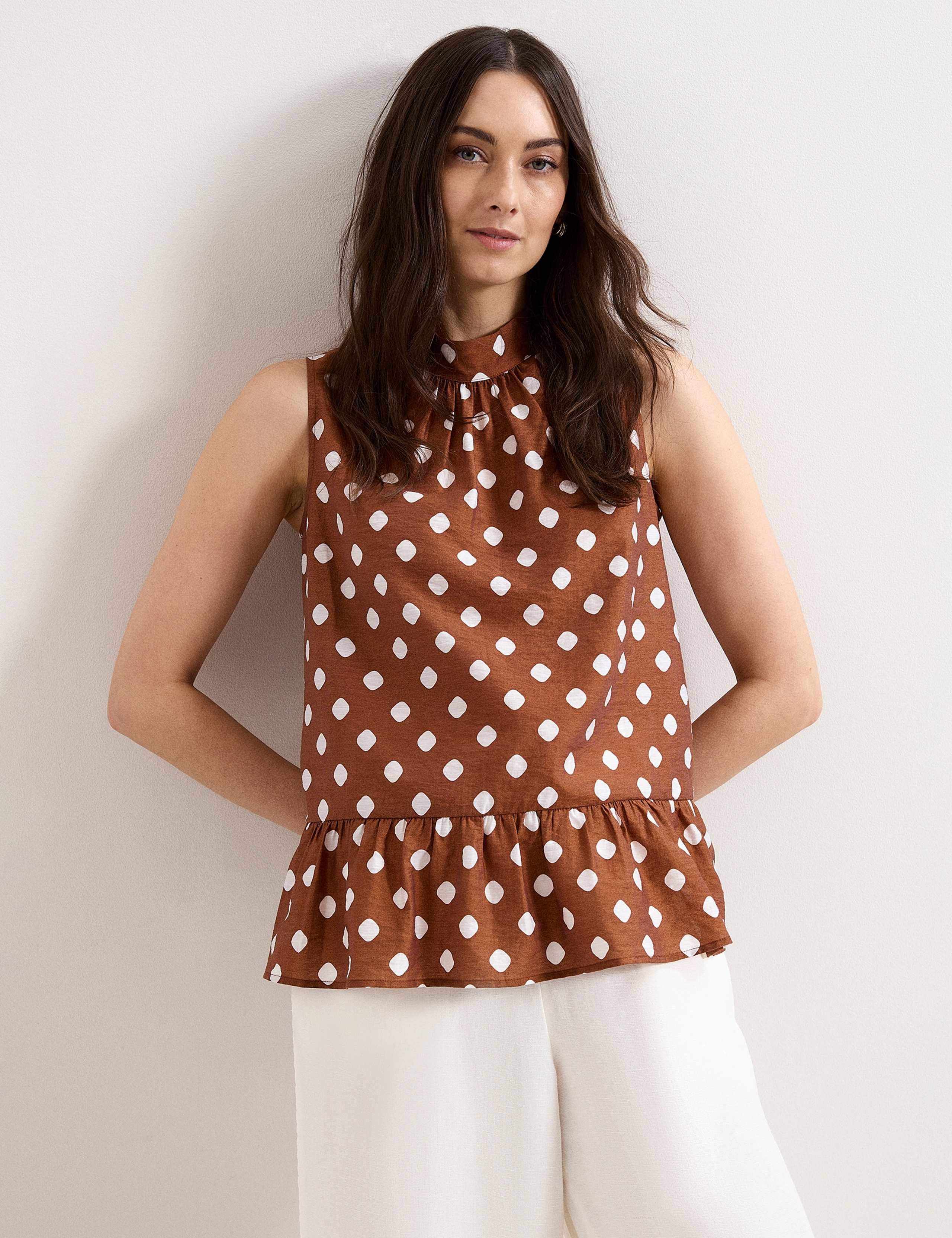 Polka Dot High Neck Blouse 1 of 6