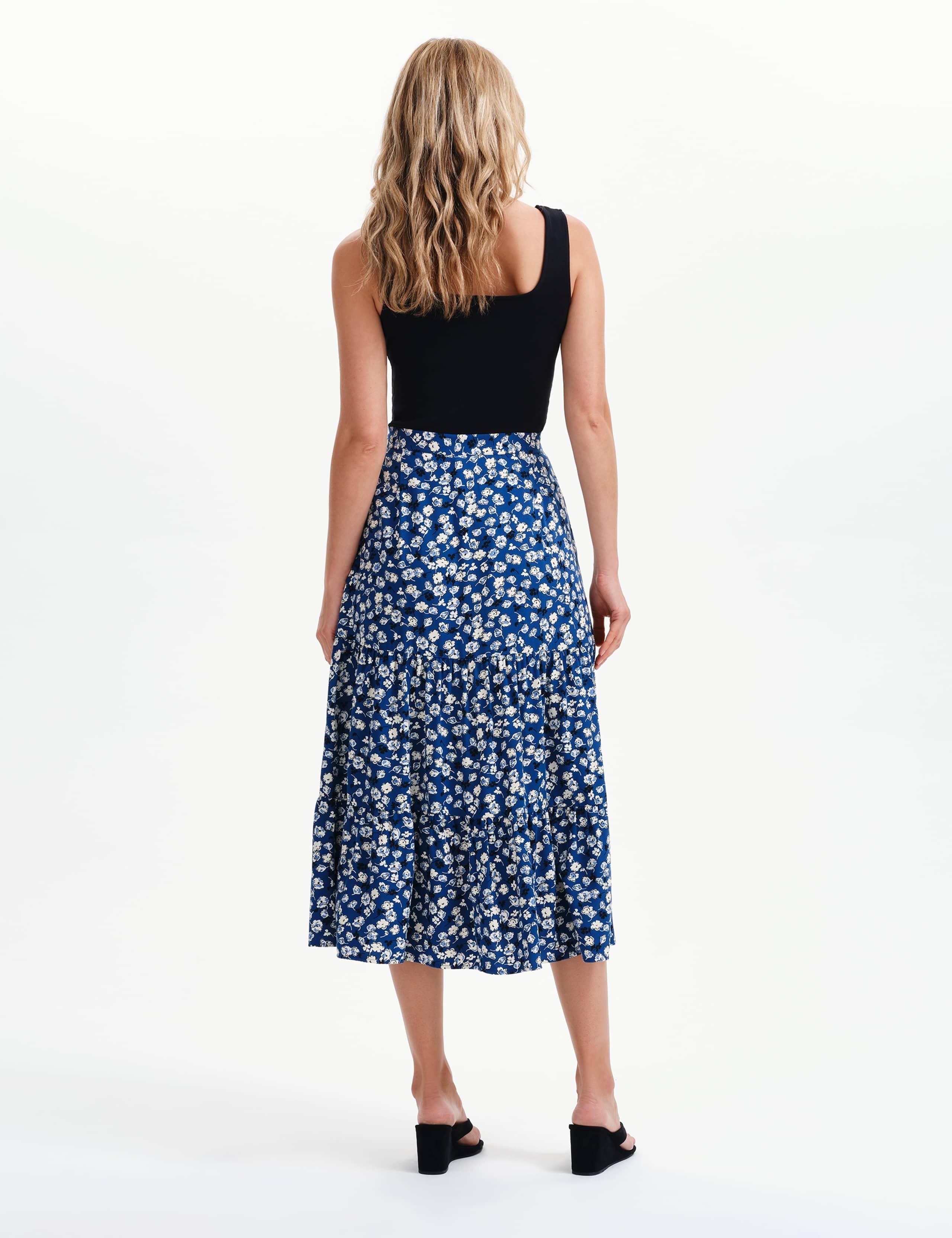 Floral Button Through Midi Tiered Skirt 7 of 8