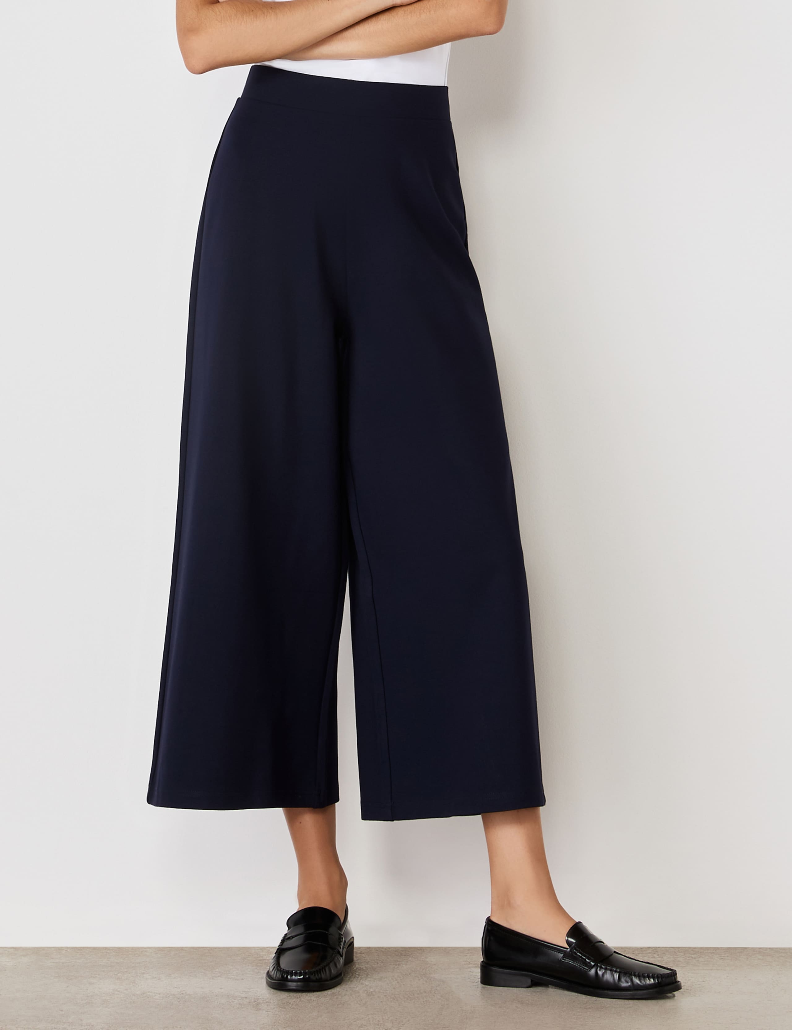 Jersey Wide Leg Cropped Trousers 2 of 3