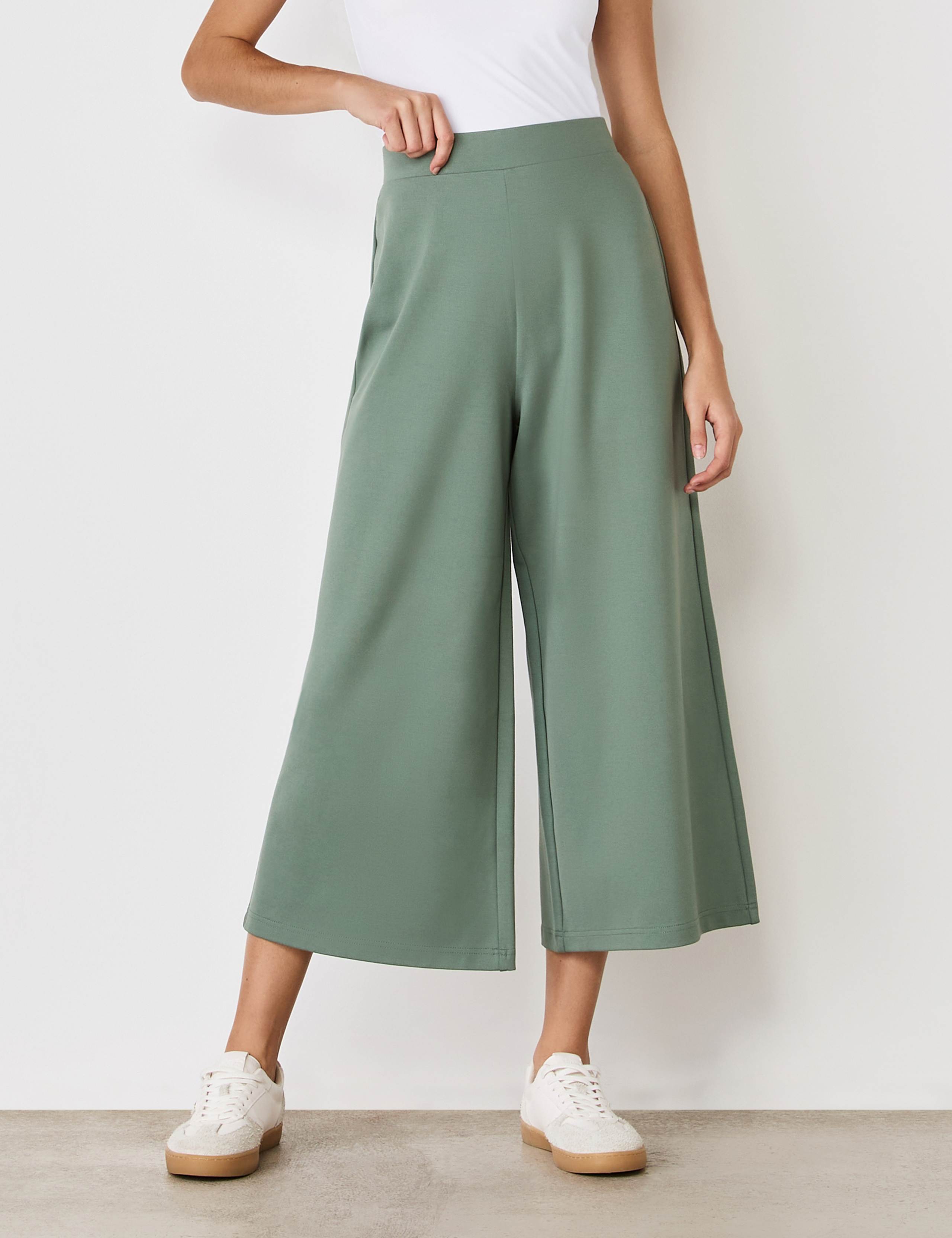 Jersey Wide Leg Cropped Trousers 2 of 4