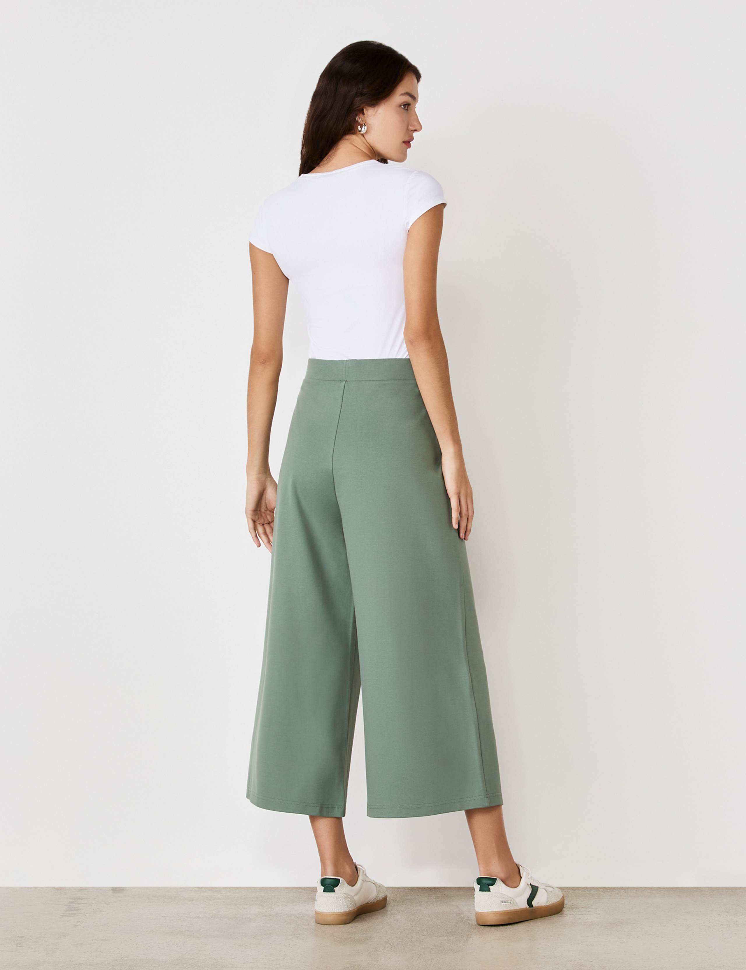 Jersey Wide Leg Cropped Trousers 3 of 4