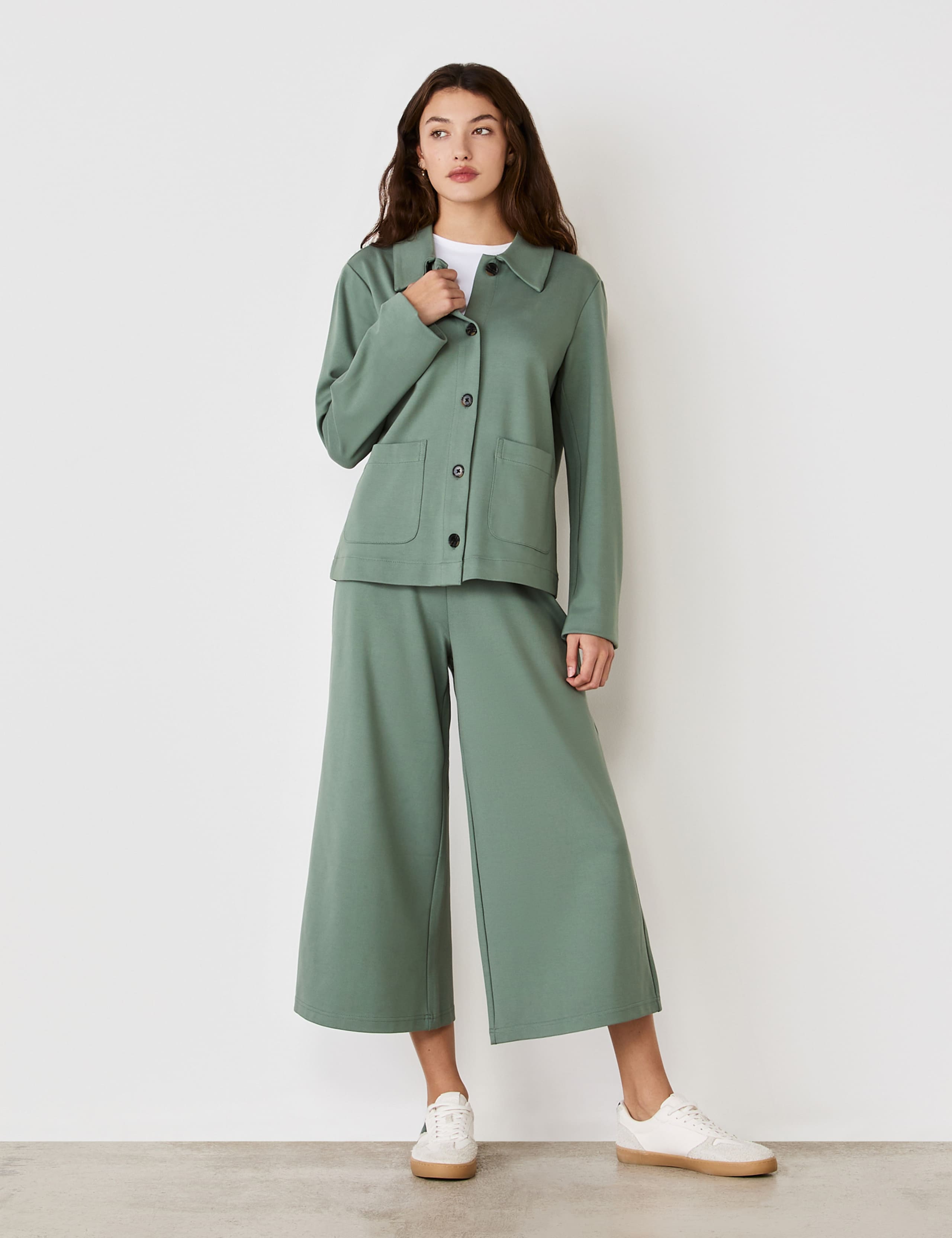 Jersey Wide Leg Cropped Trousers 4 of 4