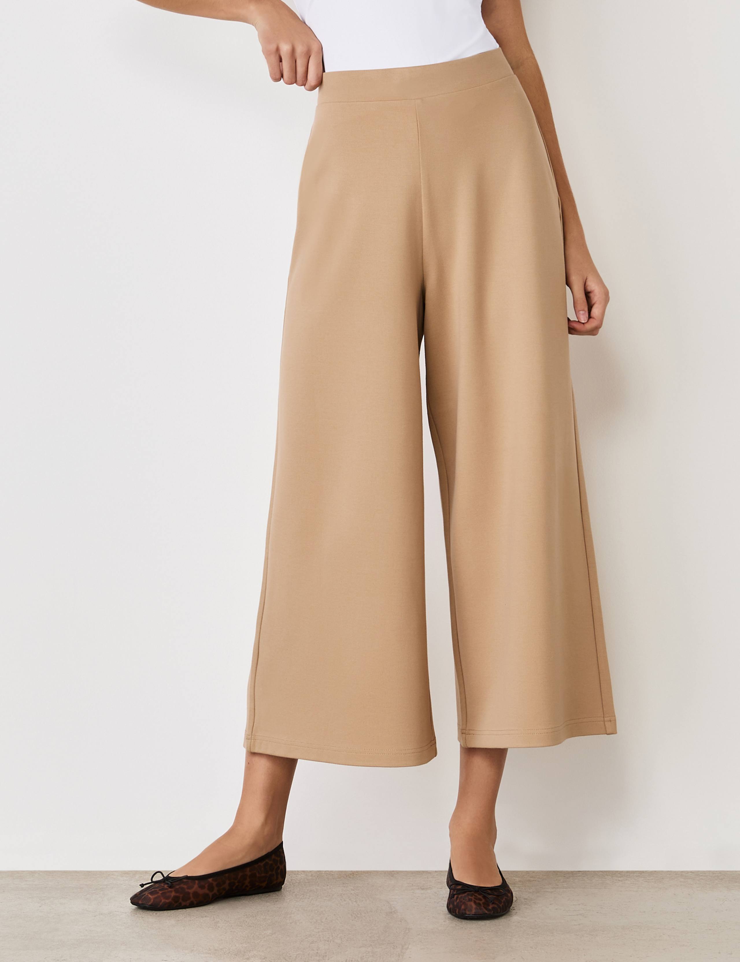 Jersey Wide Leg Cropped Trousers 2 of 3