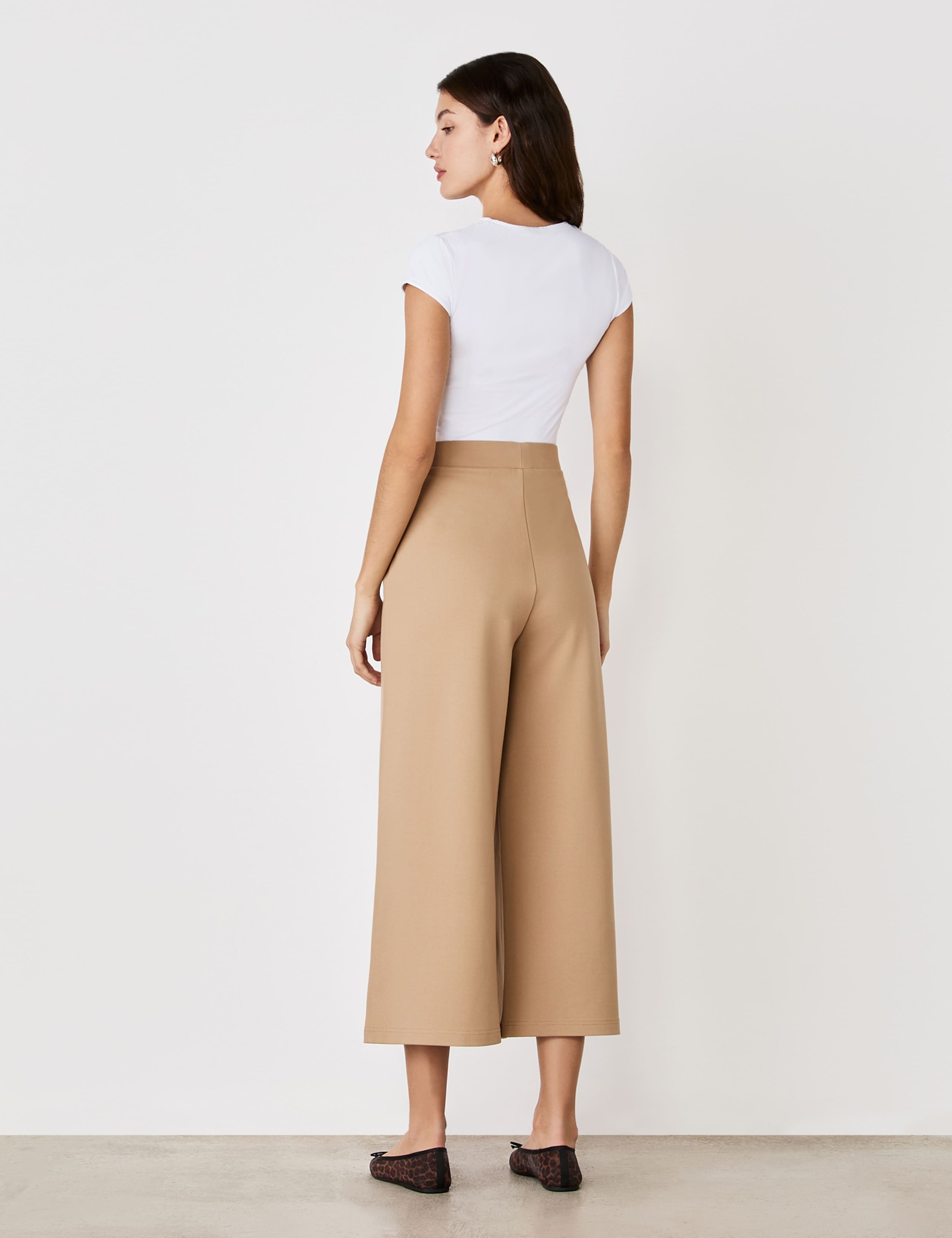 Jersey Wide Leg Cropped Trousers 3 of 3