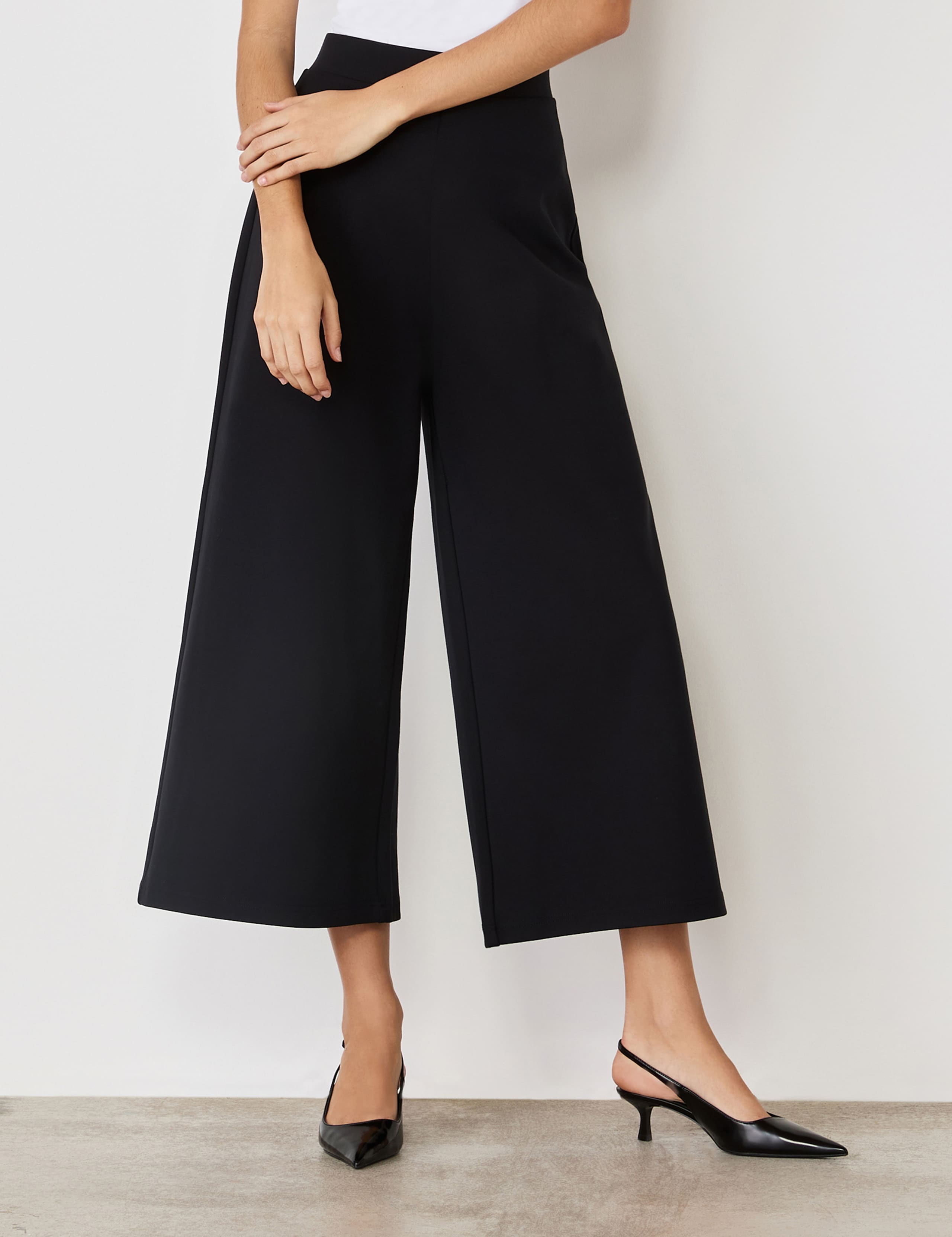 Jersey Wide Leg Cropped Trousers 2 of 4
