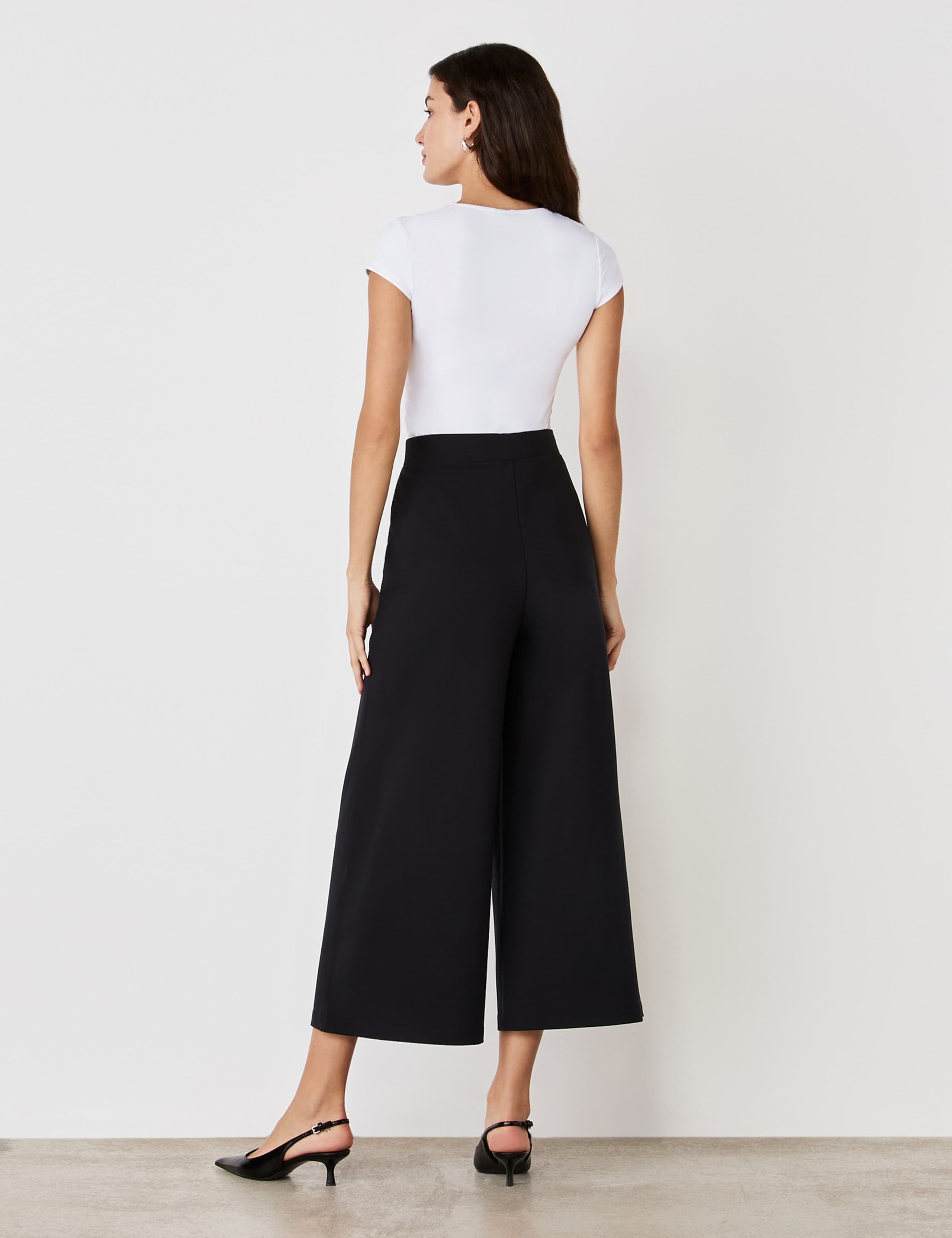 Jersey Wide Leg Cropped Trousers 3 of 4