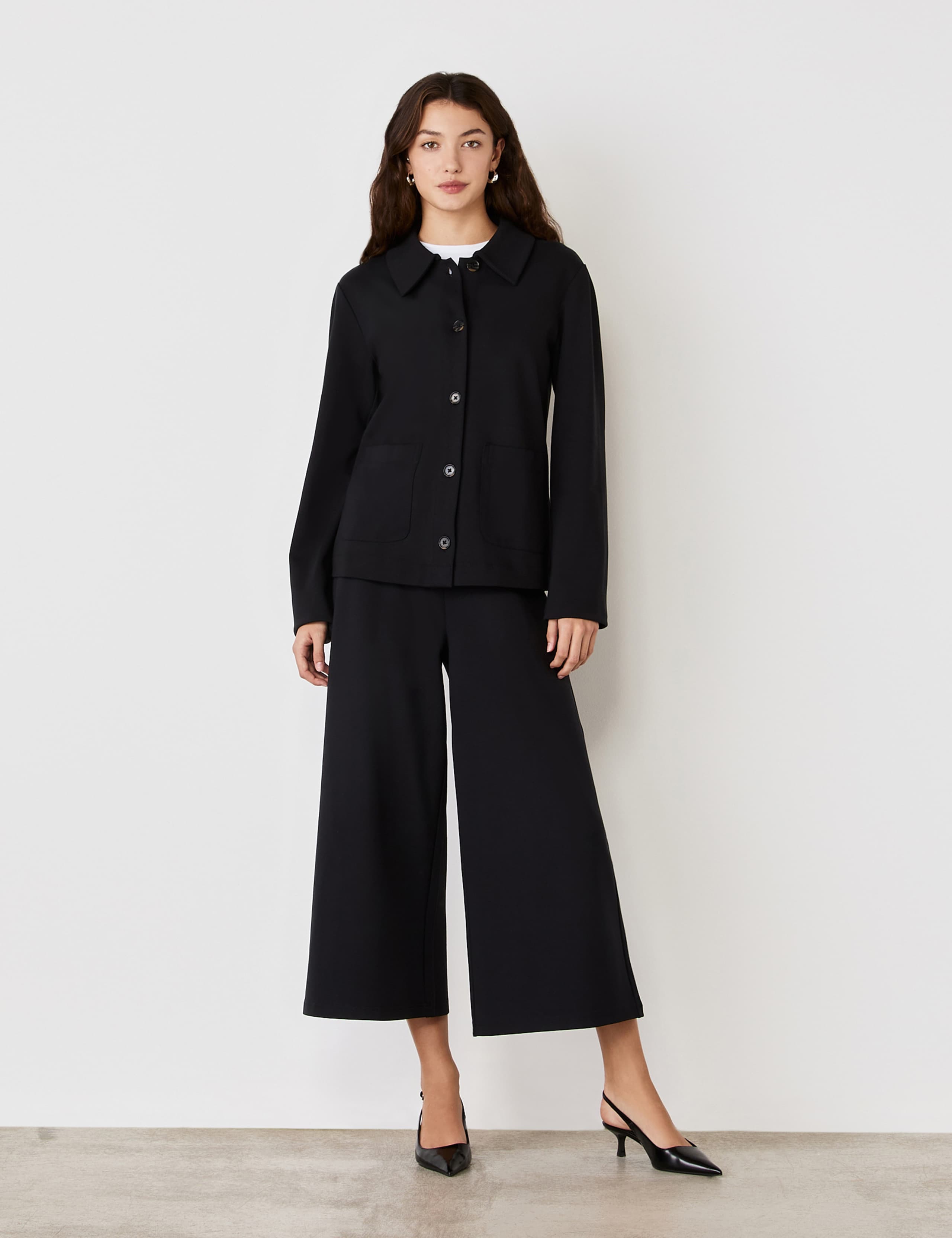 Jersey Wide Leg Cropped Trousers 4 of 4