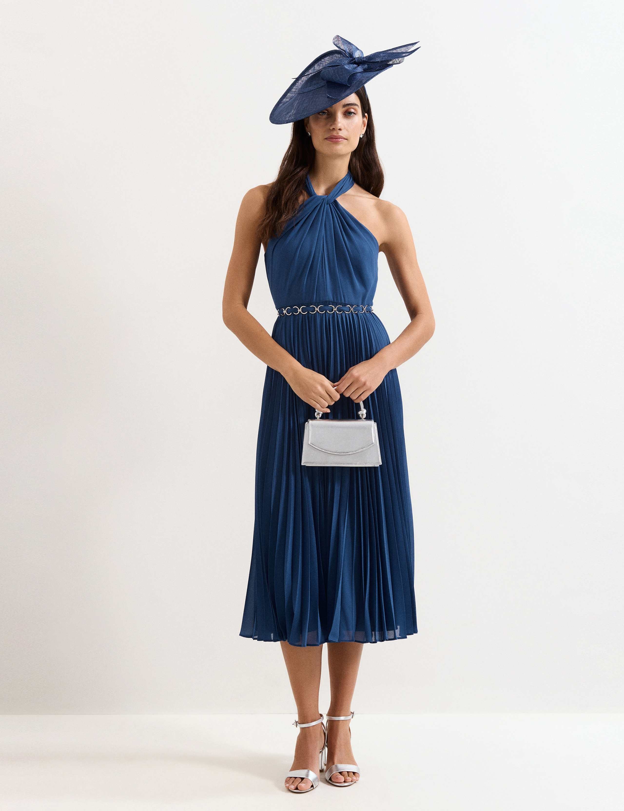 Halter Neck Pleated Midi Skater Dress 3 of 7