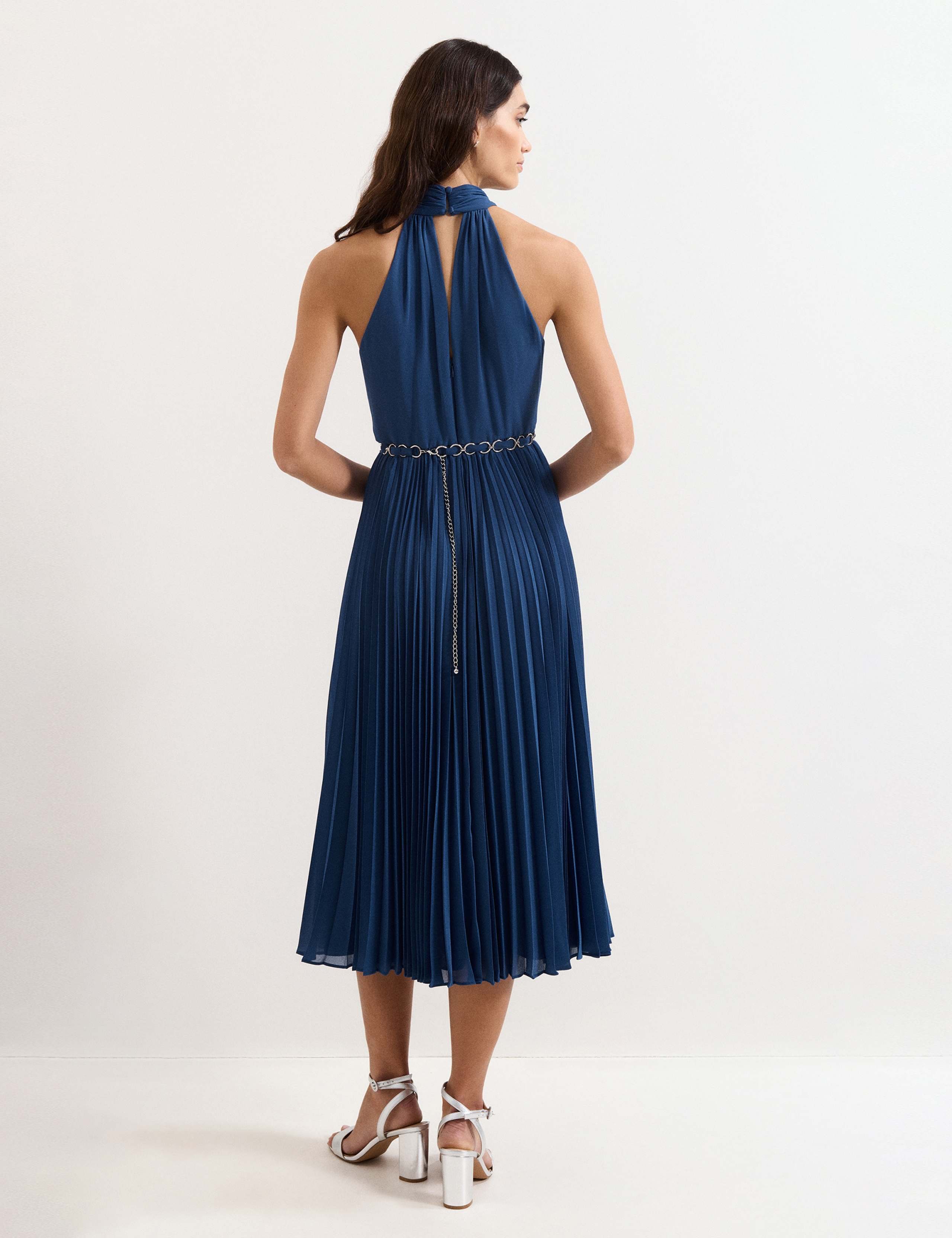 Halter Neck Pleated Midi Skater Dress 4 of 7
