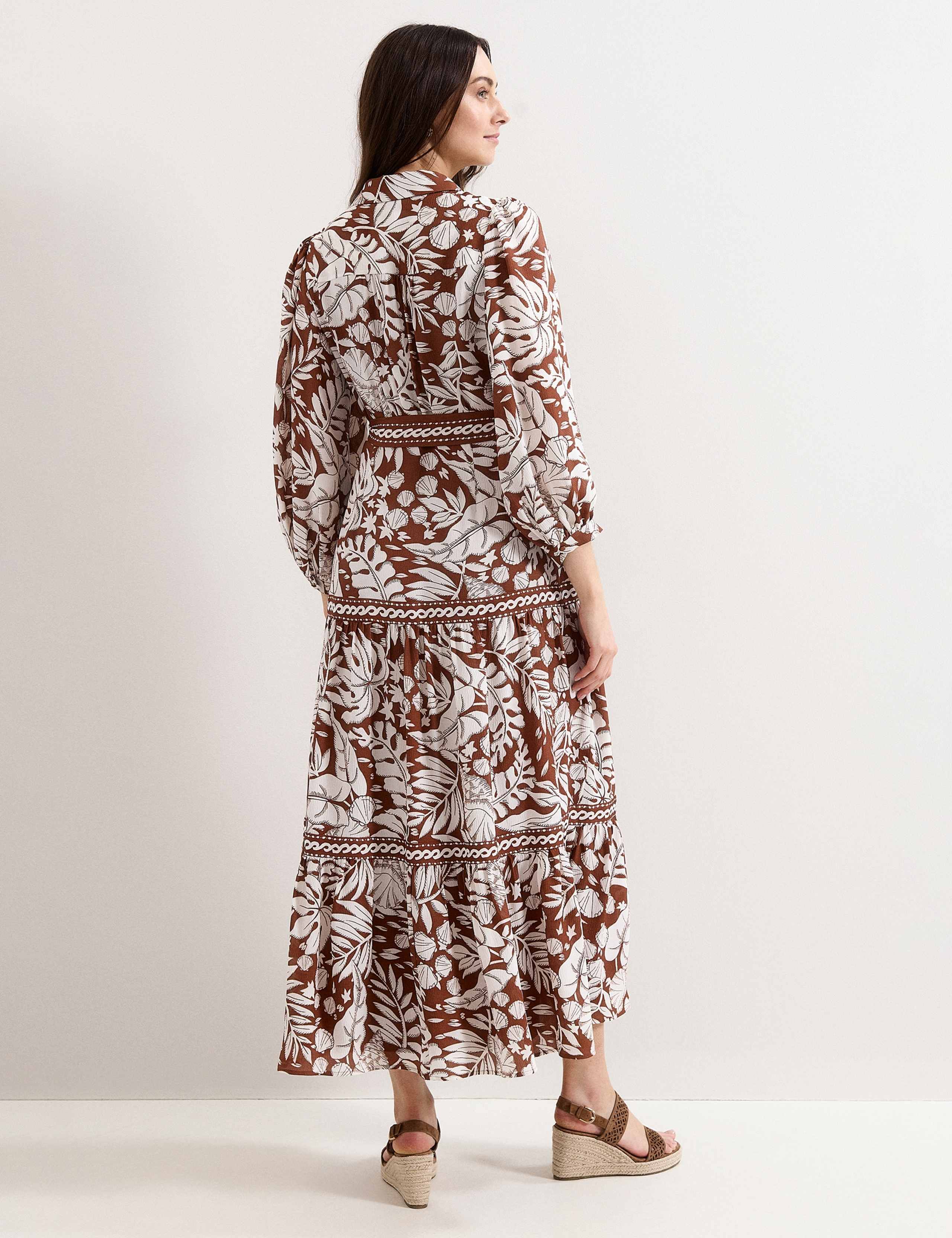 Printed Collared Button Front Maxi Dress 3 of 6