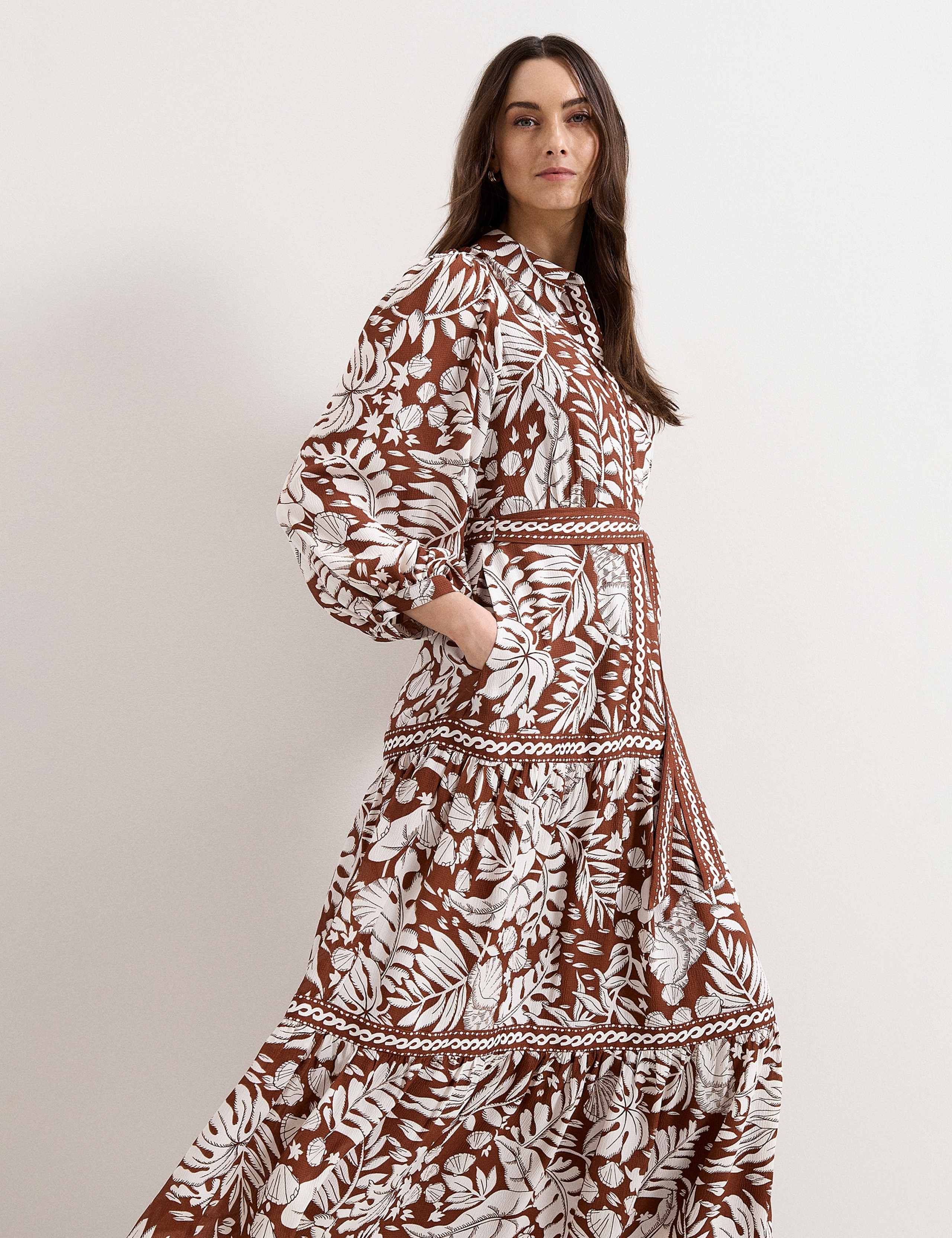 Printed Collared Button Front Maxi Dress 4 of 6