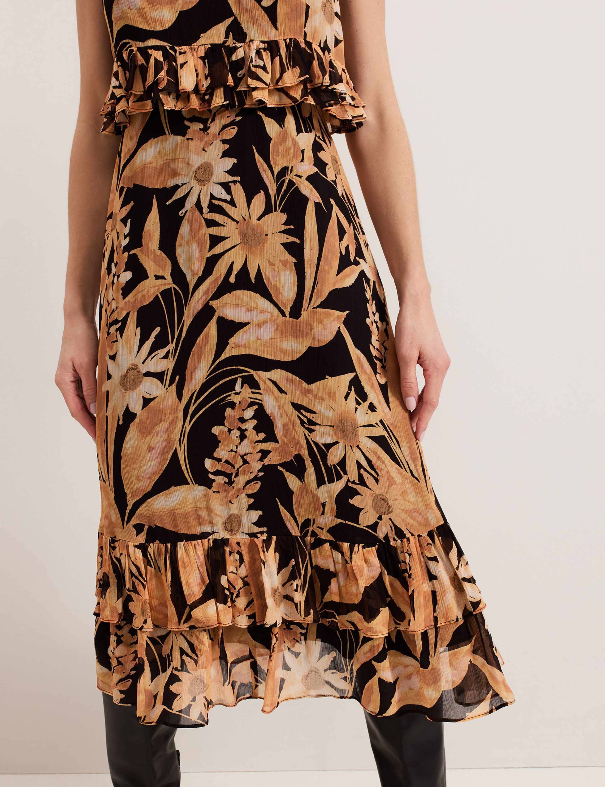 Floral High Neck Midi Tiered Dress 6 of 8