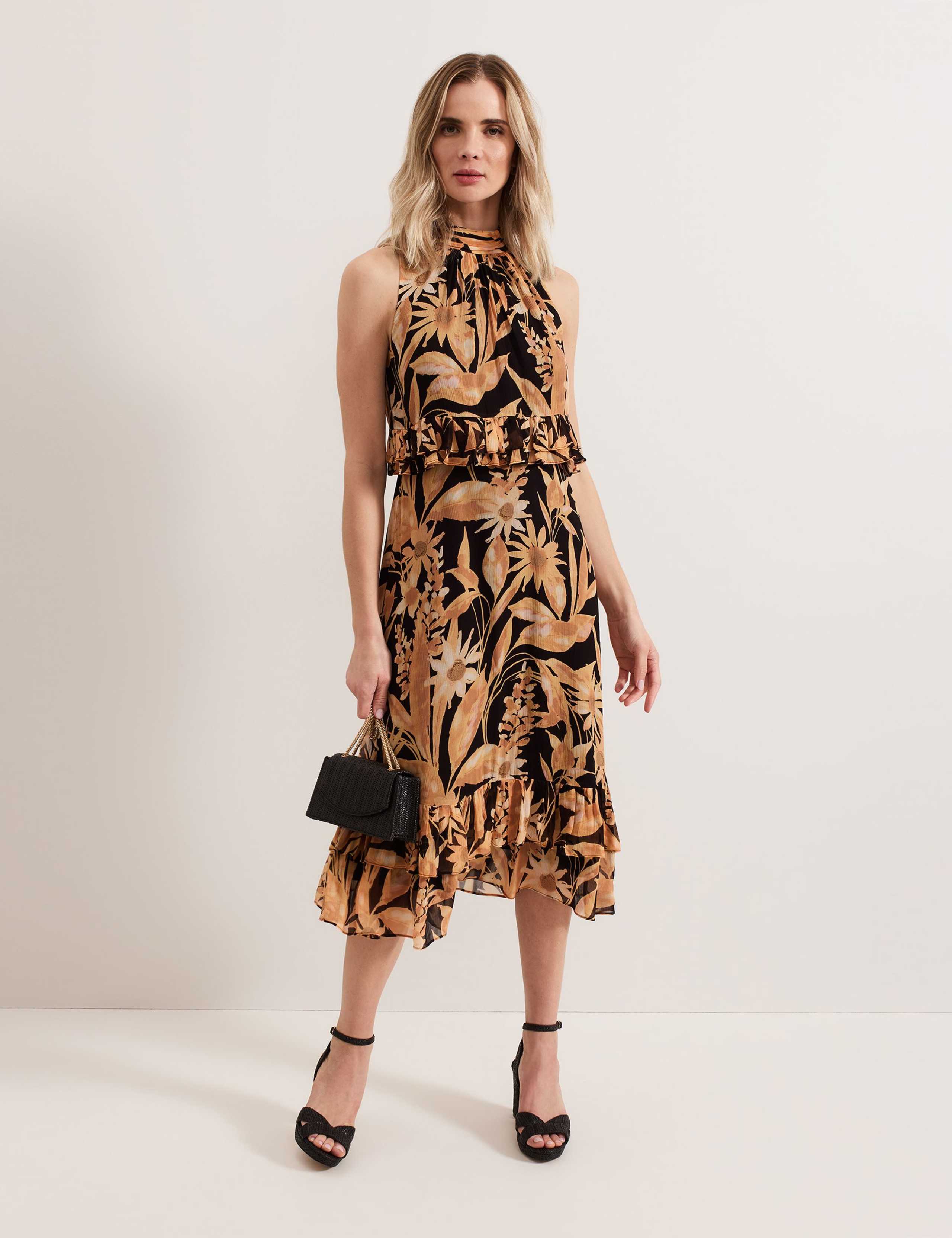 Floral High Neck Midi Tiered Dress 7 of 8