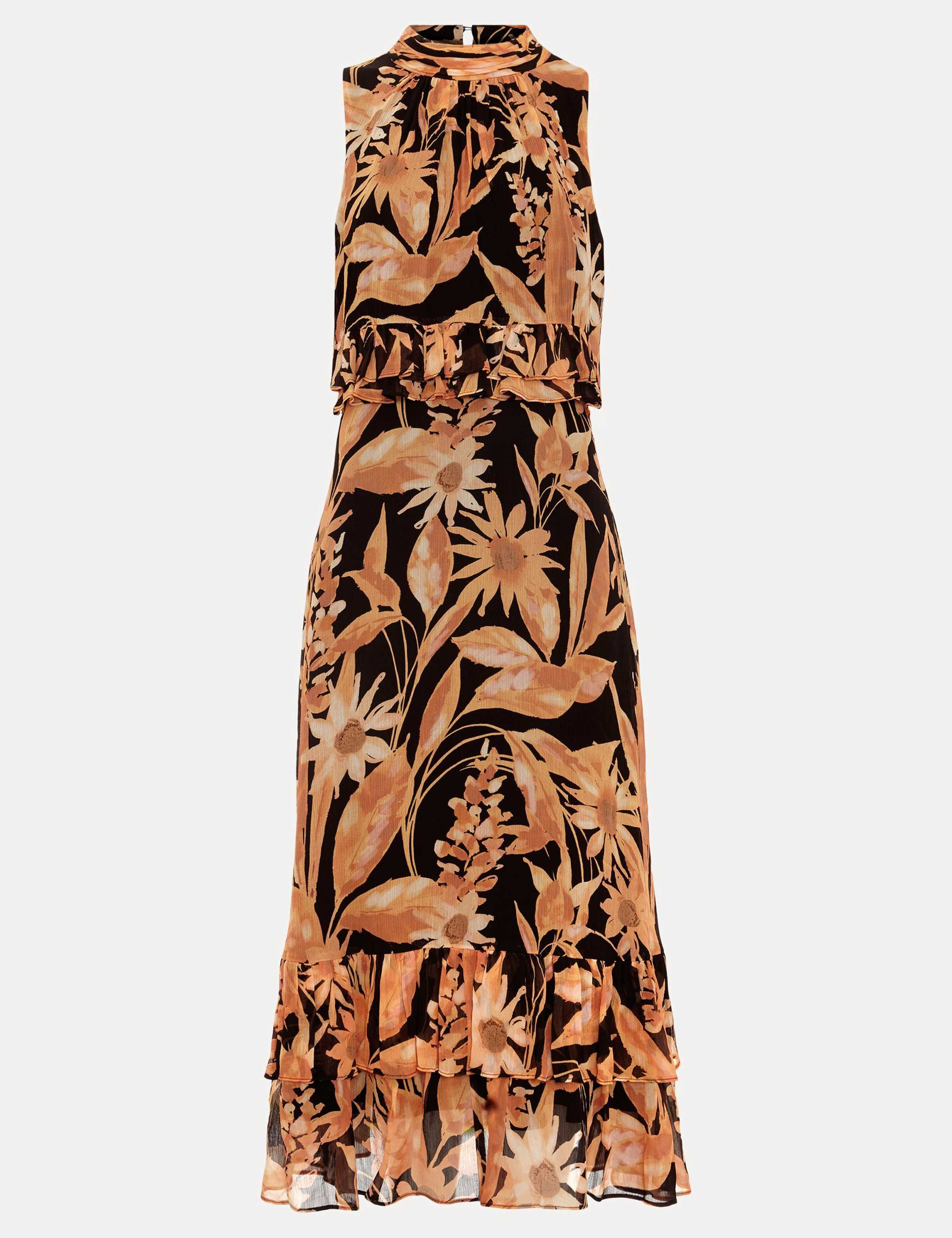 Floral High Neck Midi Tiered Dress 2 of 8