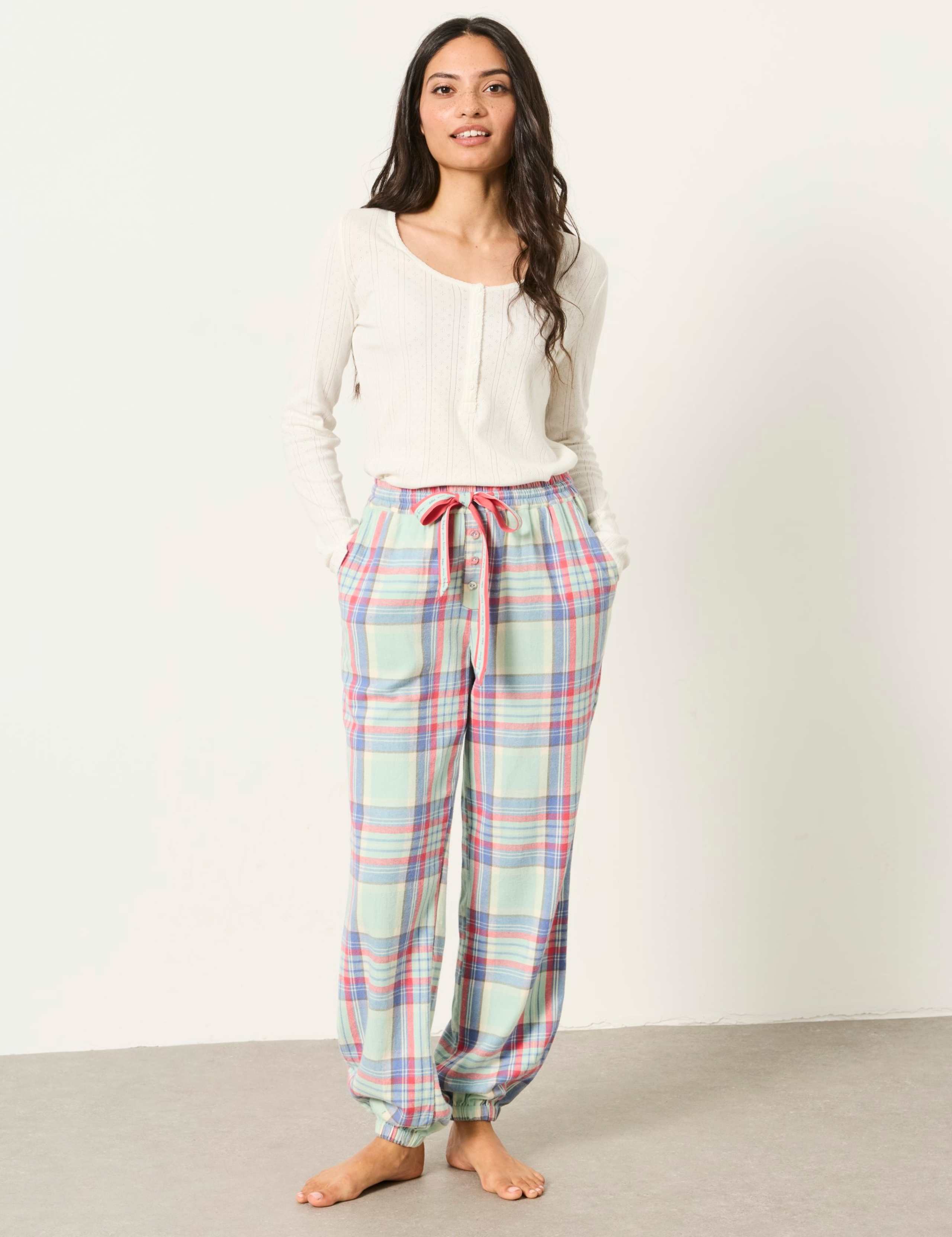 Pure Cotton Checked Pyjama Bottoms 3 of 6