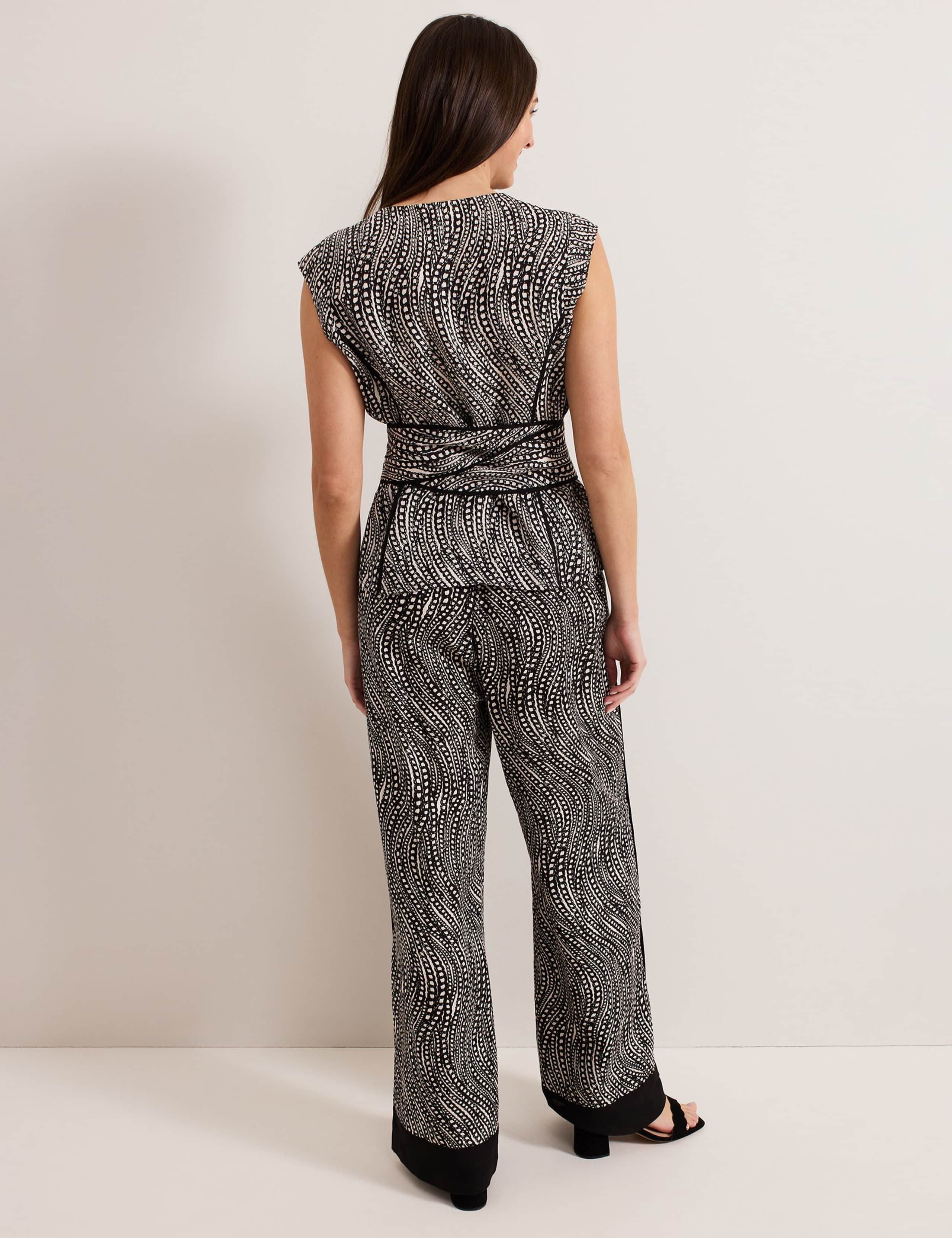 Linen Rich Geometric Wide Leg Trousers 4 of 6