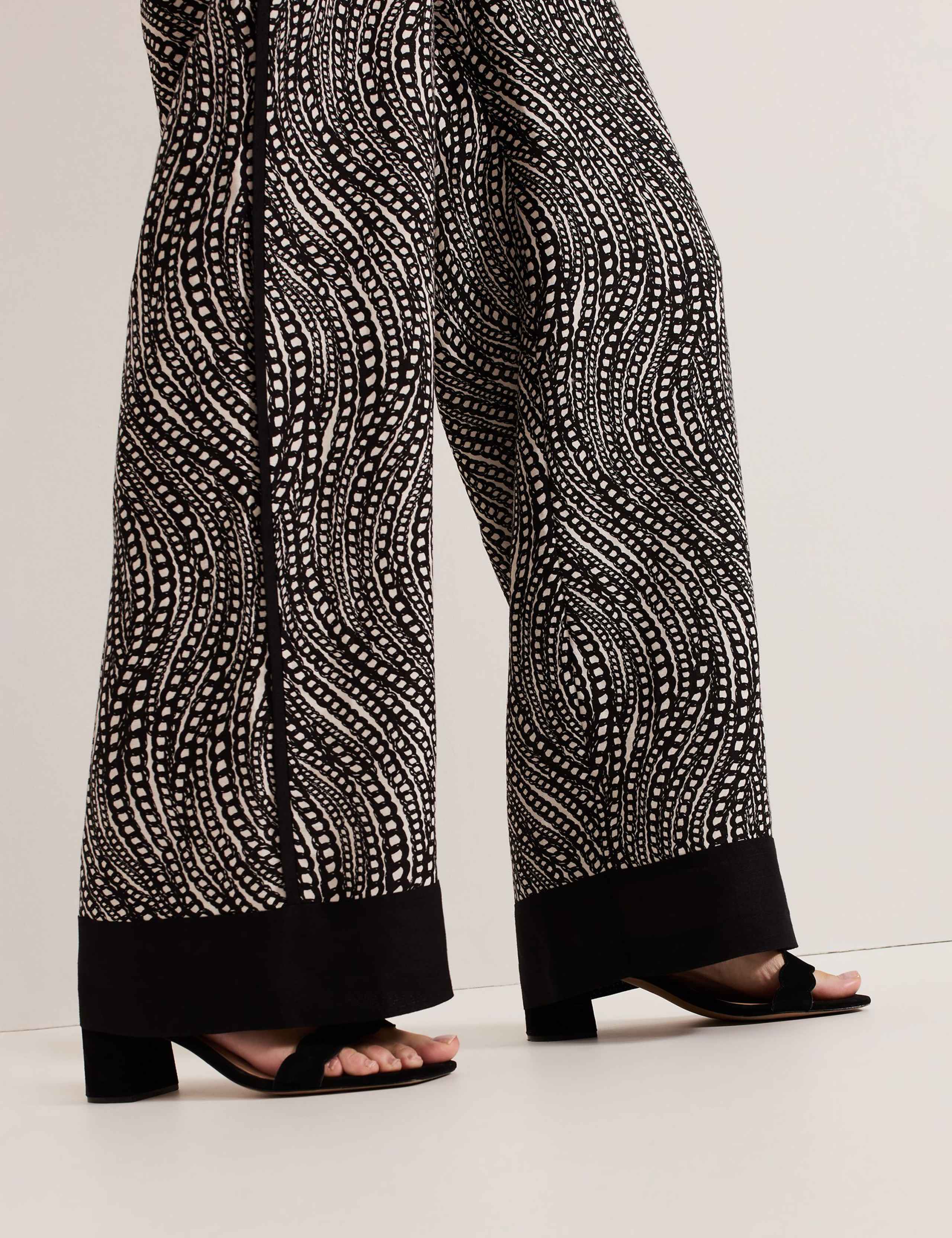 Linen Rich Geometric Wide Leg Trousers 6 of 6