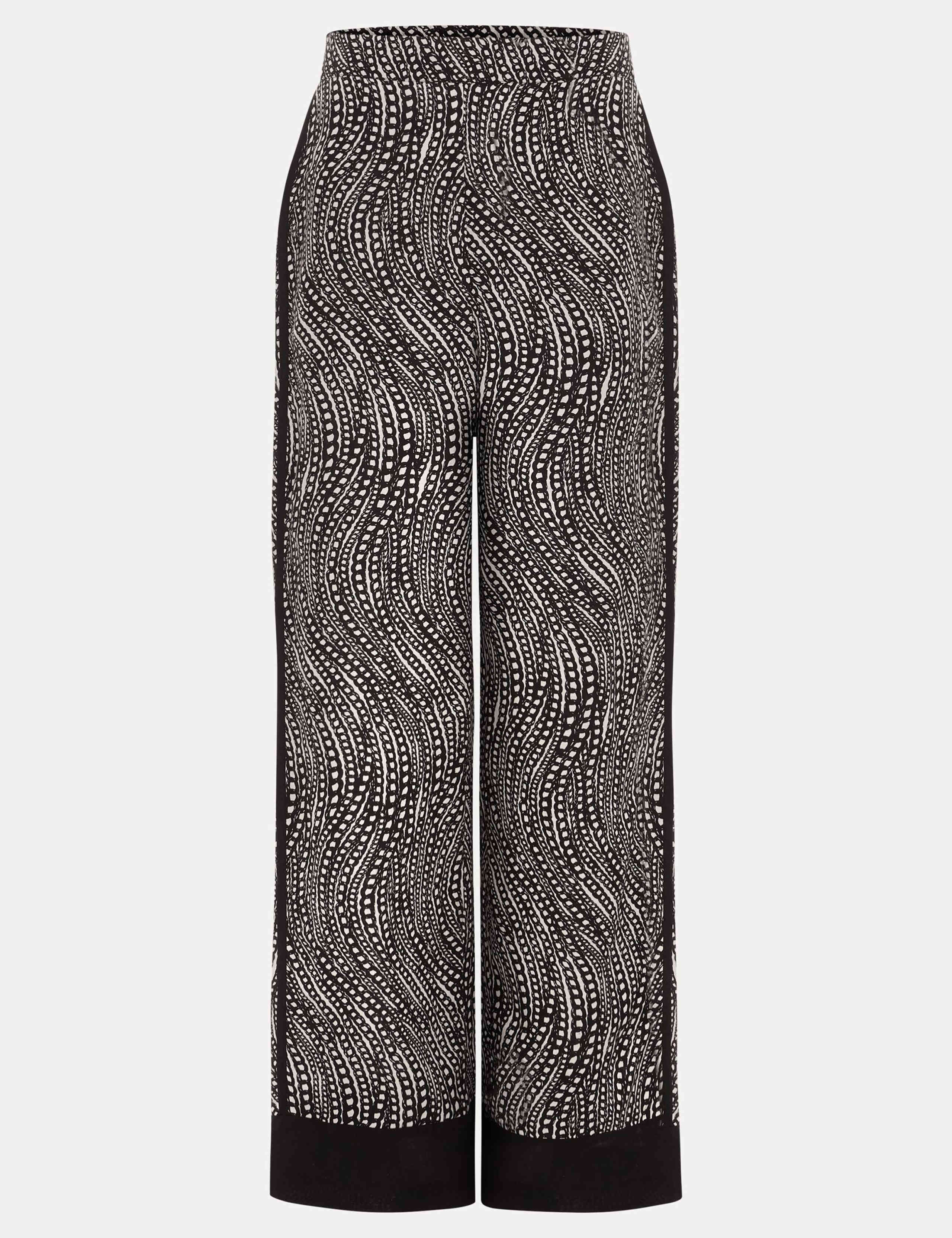 Linen Rich Geometric Wide Leg Trousers 2 of 6