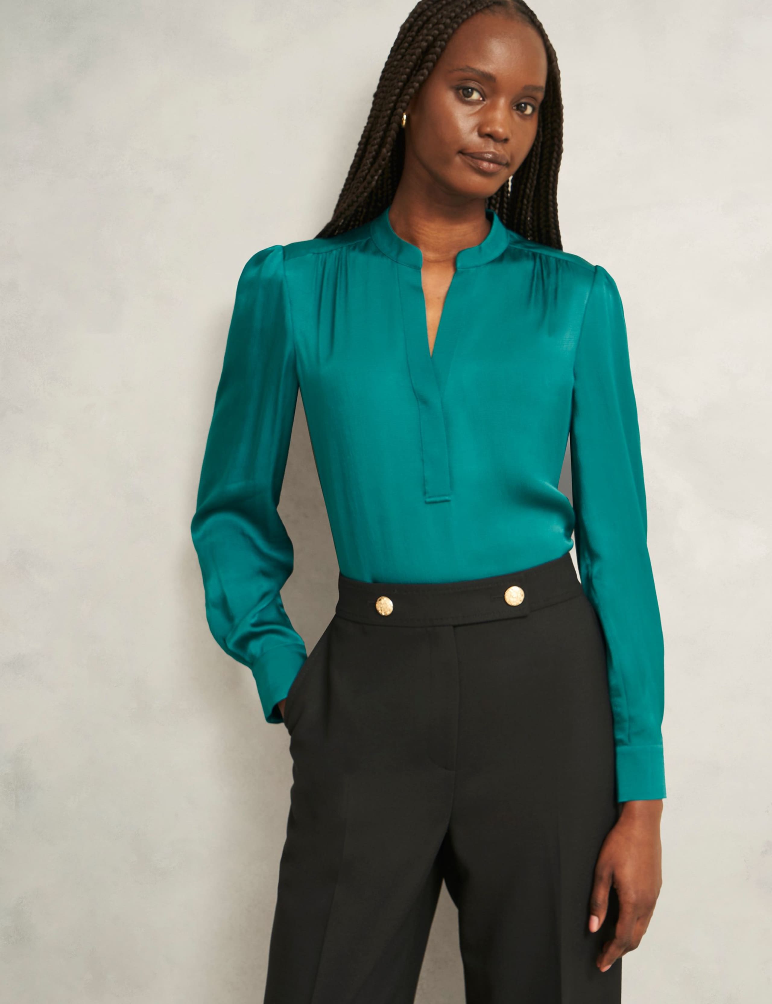Satin Notch Neck Blouse 1 of 5