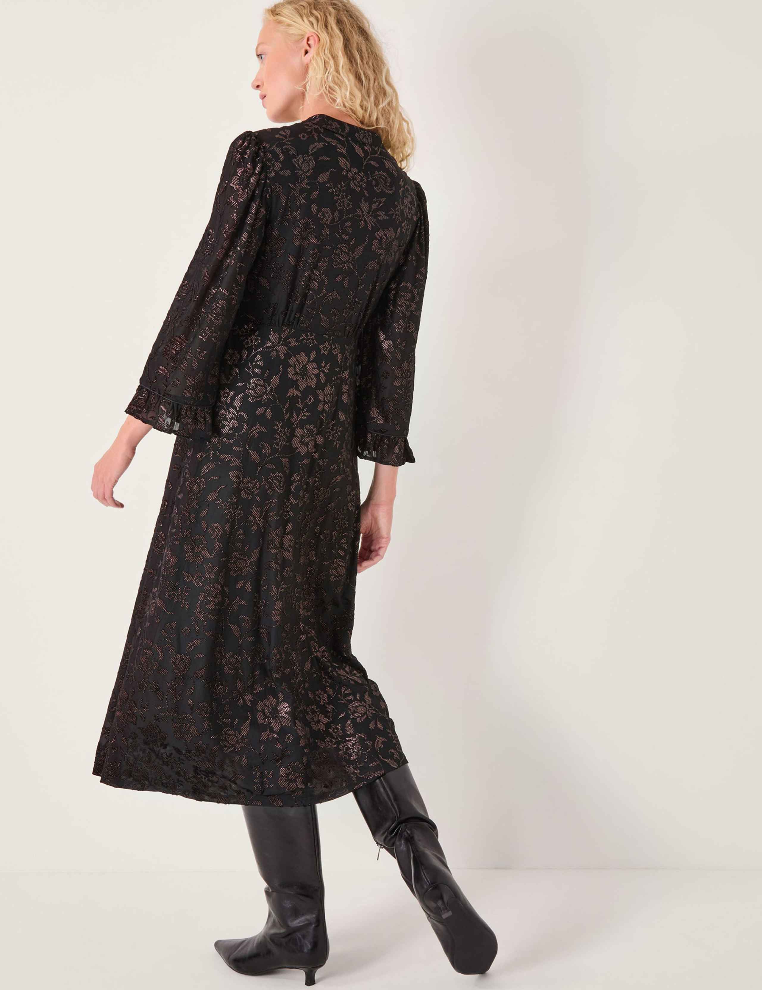 Tie Neck Devoré Midi Tea Dress 2 of 4
