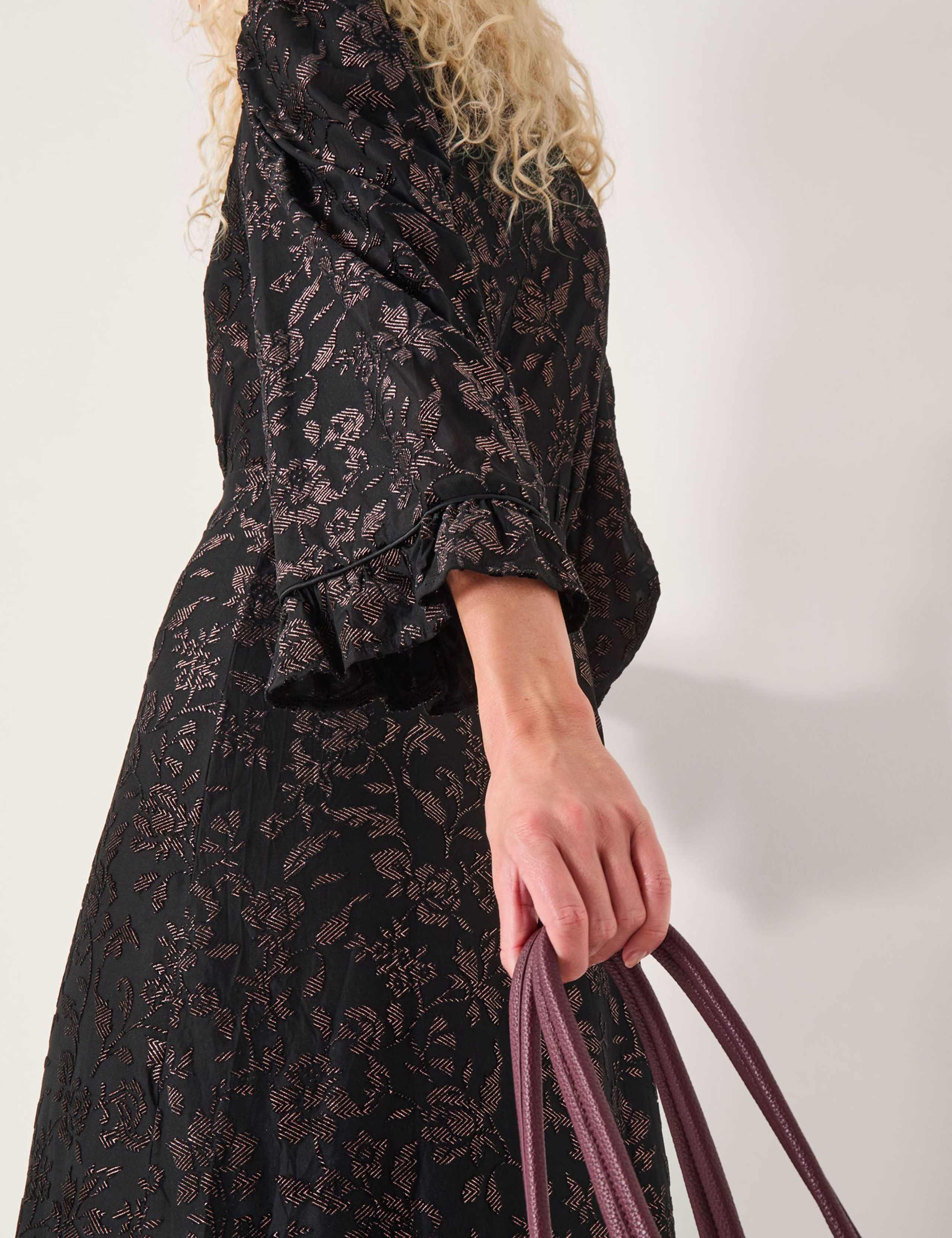 Tie Neck Devoré Midi Tea Dress 3 of 4