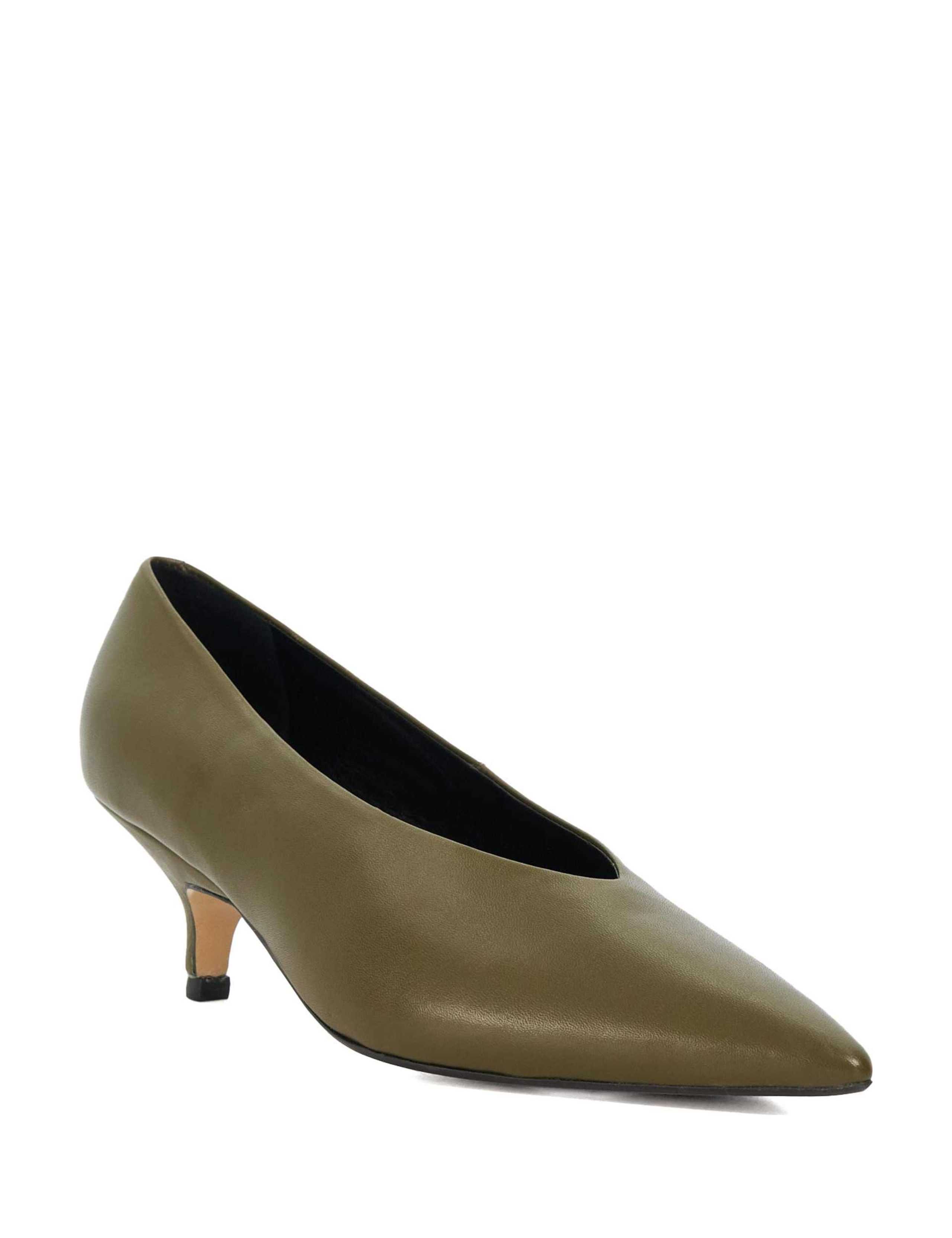 Leather Kitten Heel Pointed Court Shoes 3 of 5