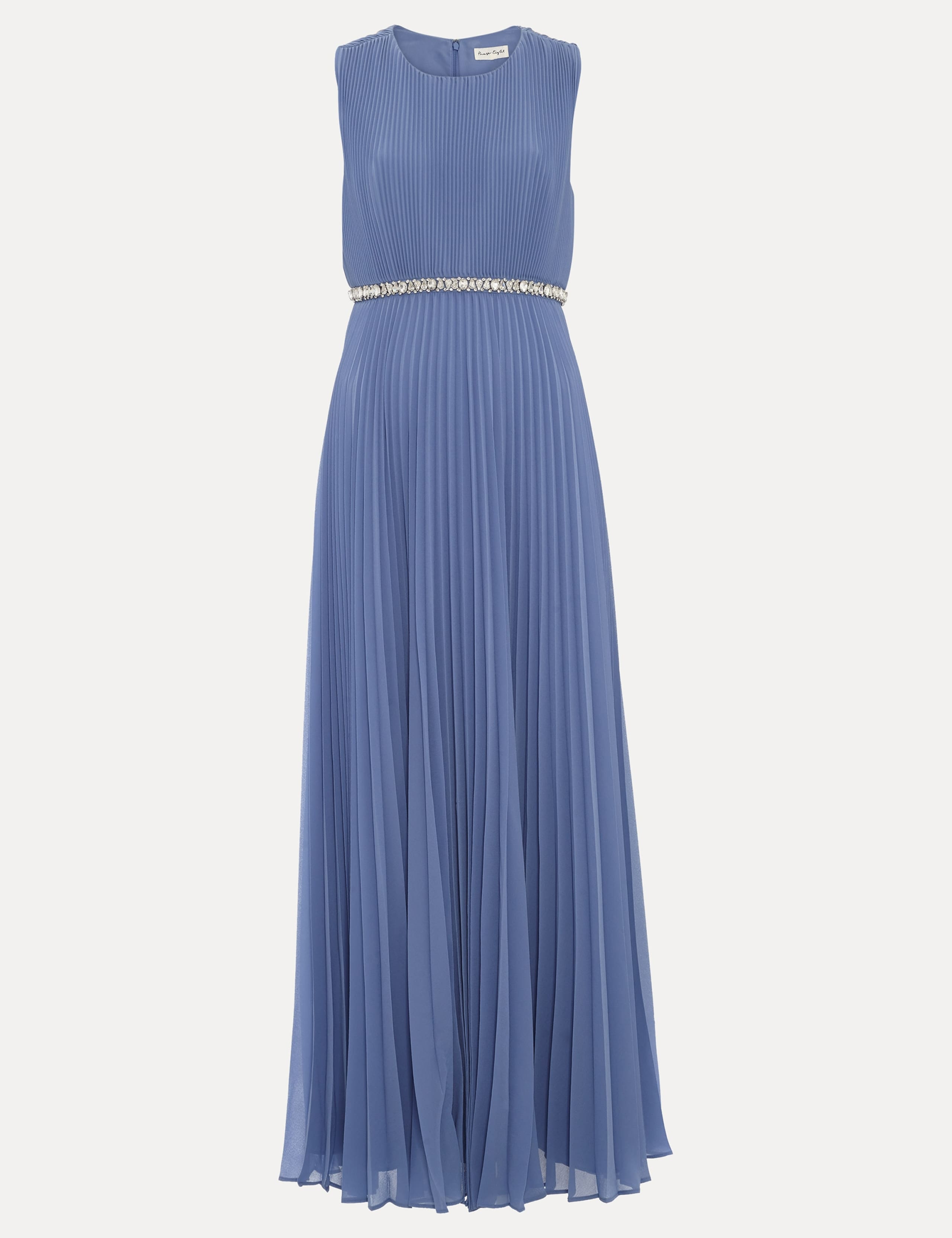 Round Neck Pleated Maxi Skater Dress 2 of 8