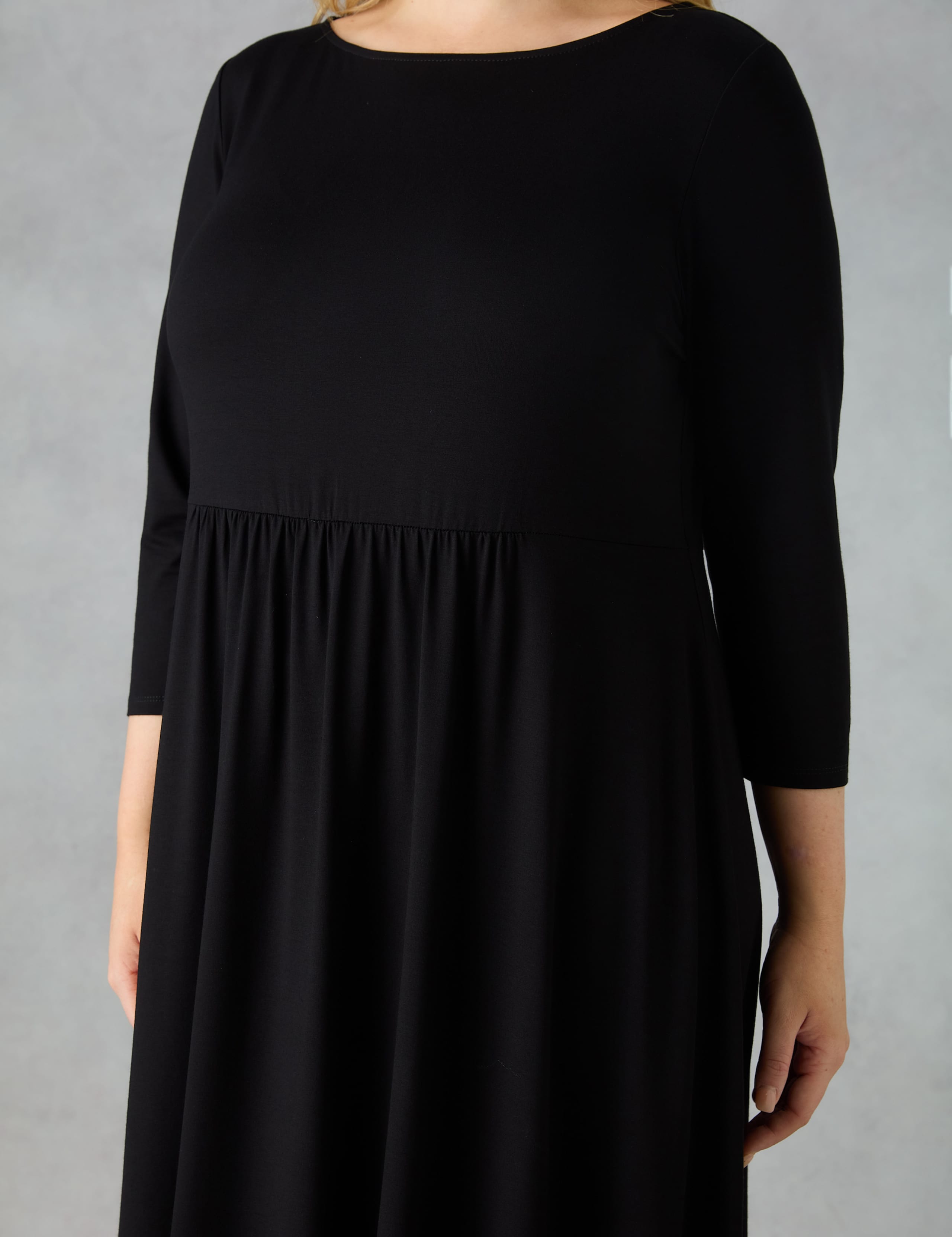 Jersey Slash Neck Midi Swing Dress 4 of 4