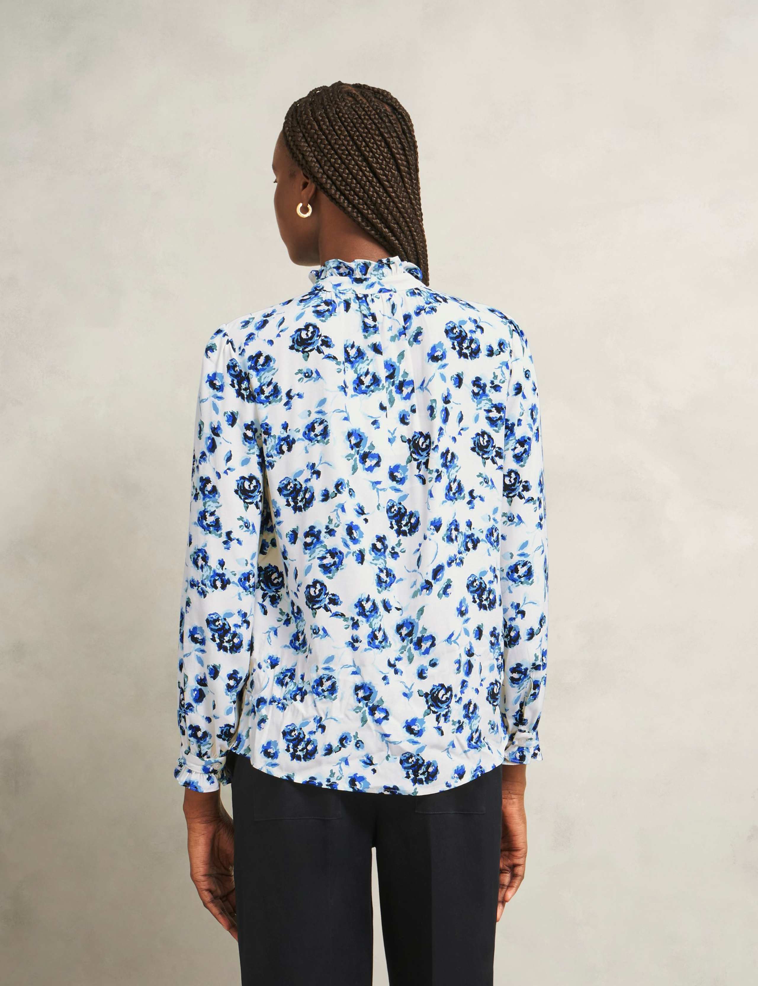 Floral Frill Neck Blouson Sleeve Blouse 5 of 5