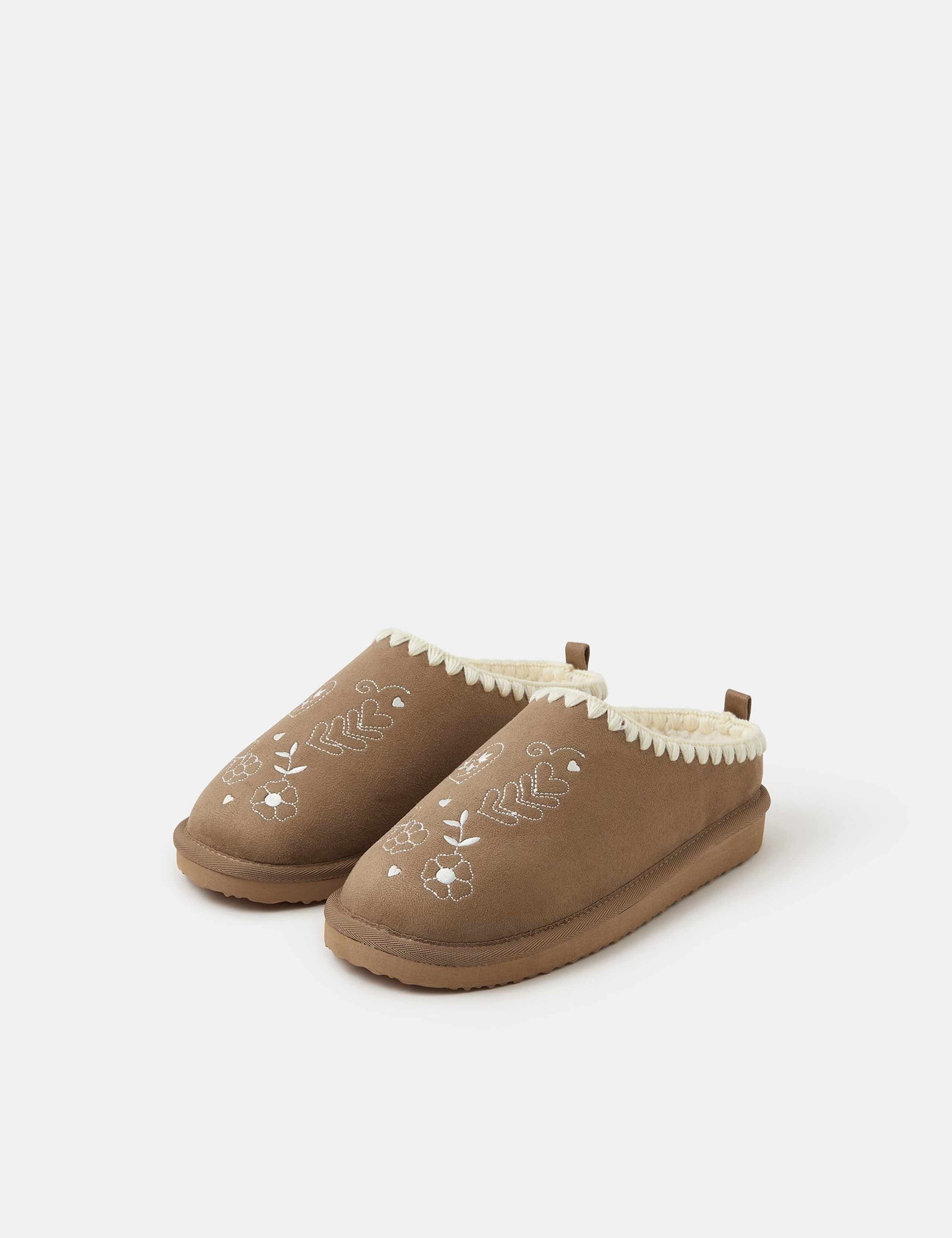 Heart Embroidered Mule Slippers 2 of 3