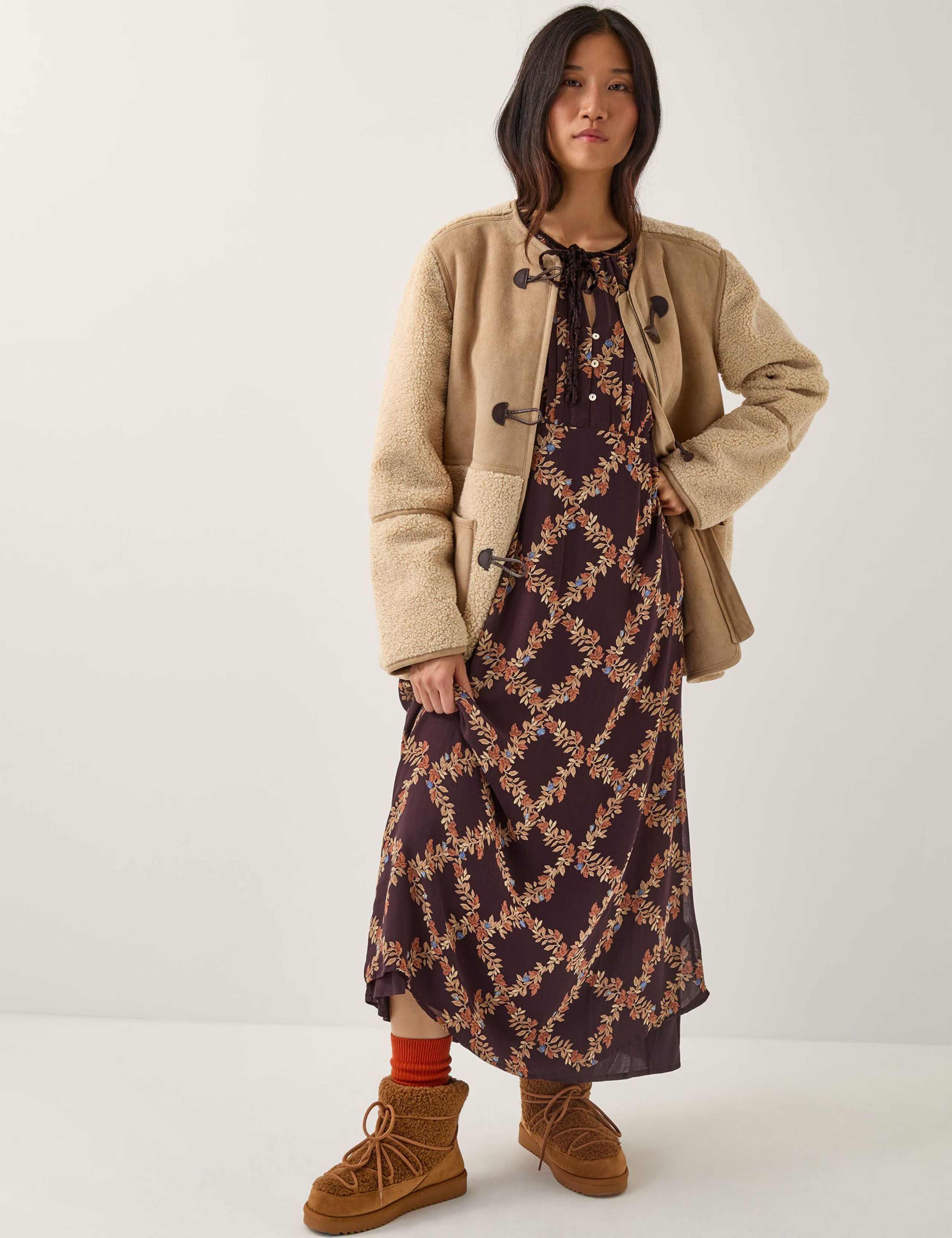 Printed Tie Neck Midi Tea Dress 4 of 5