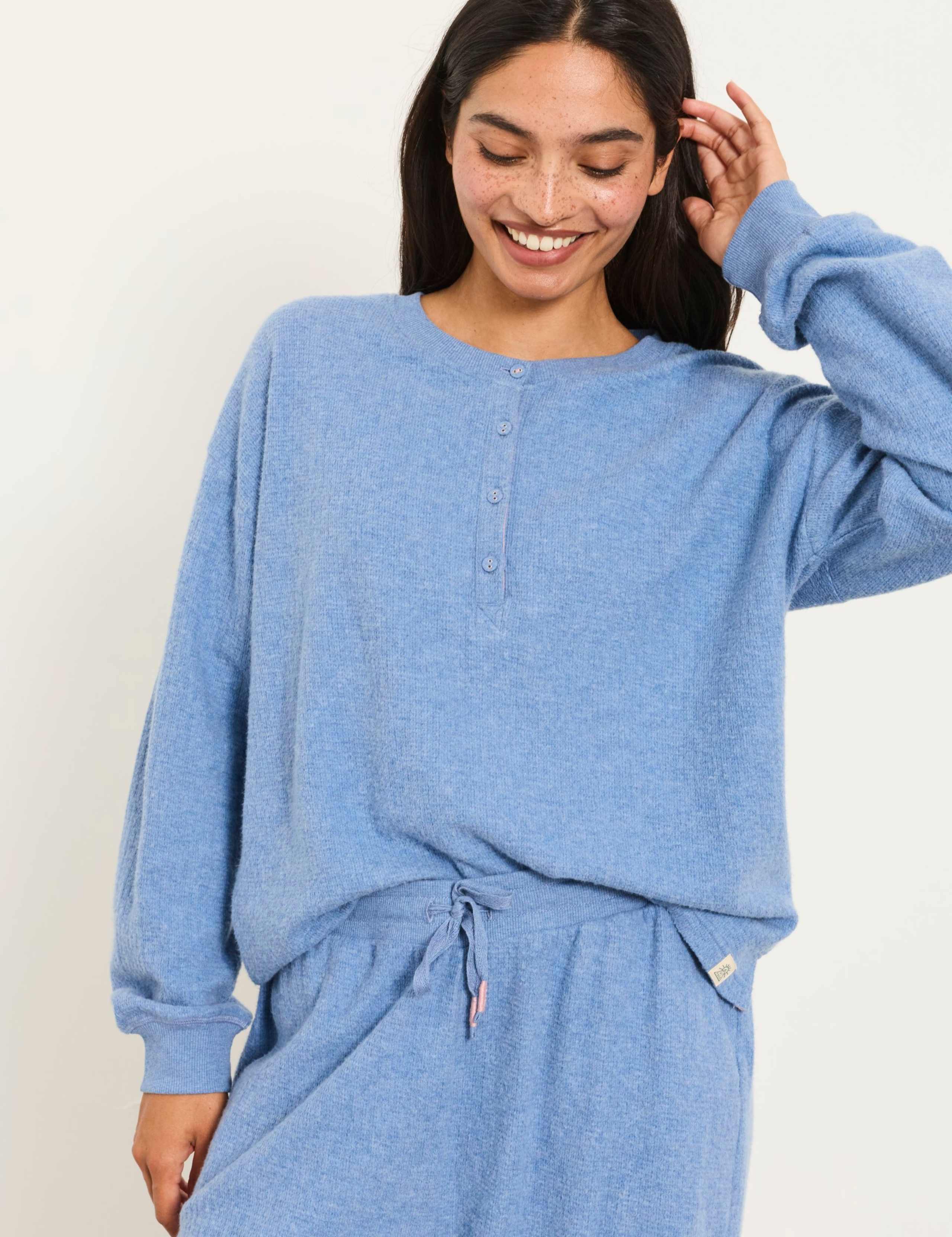 Pure Cotton Henley Lounge Top 1 of 5