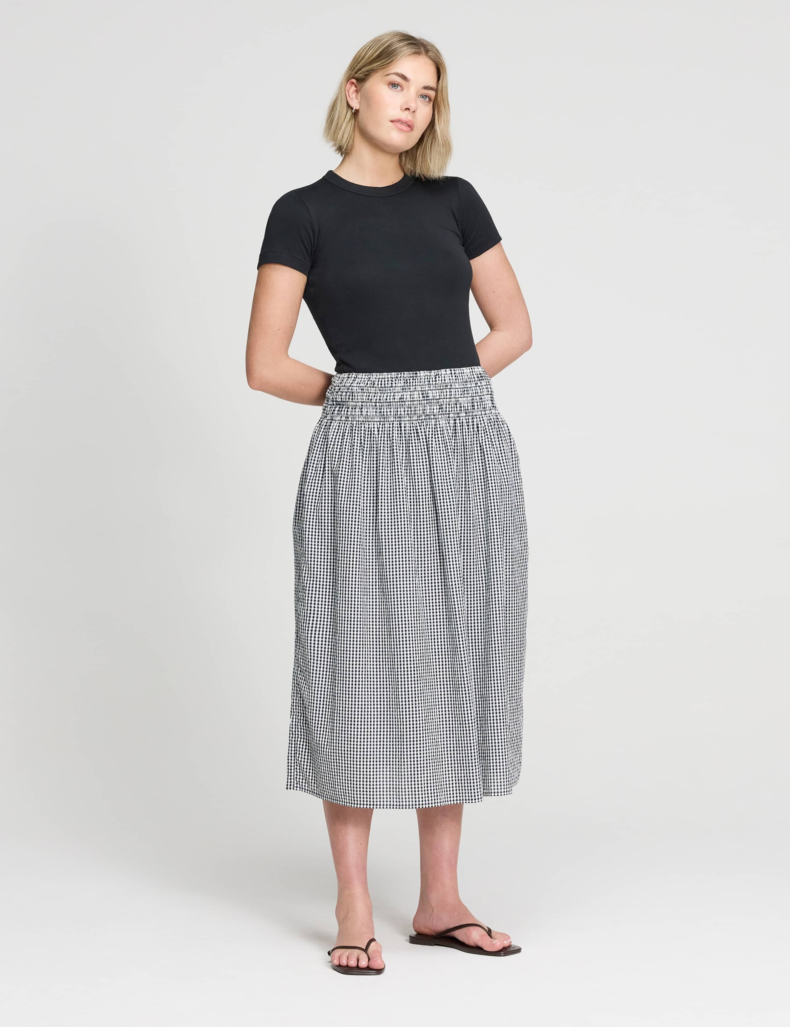 Pure Cotton Gingham Midi Skirt 5 of 6
